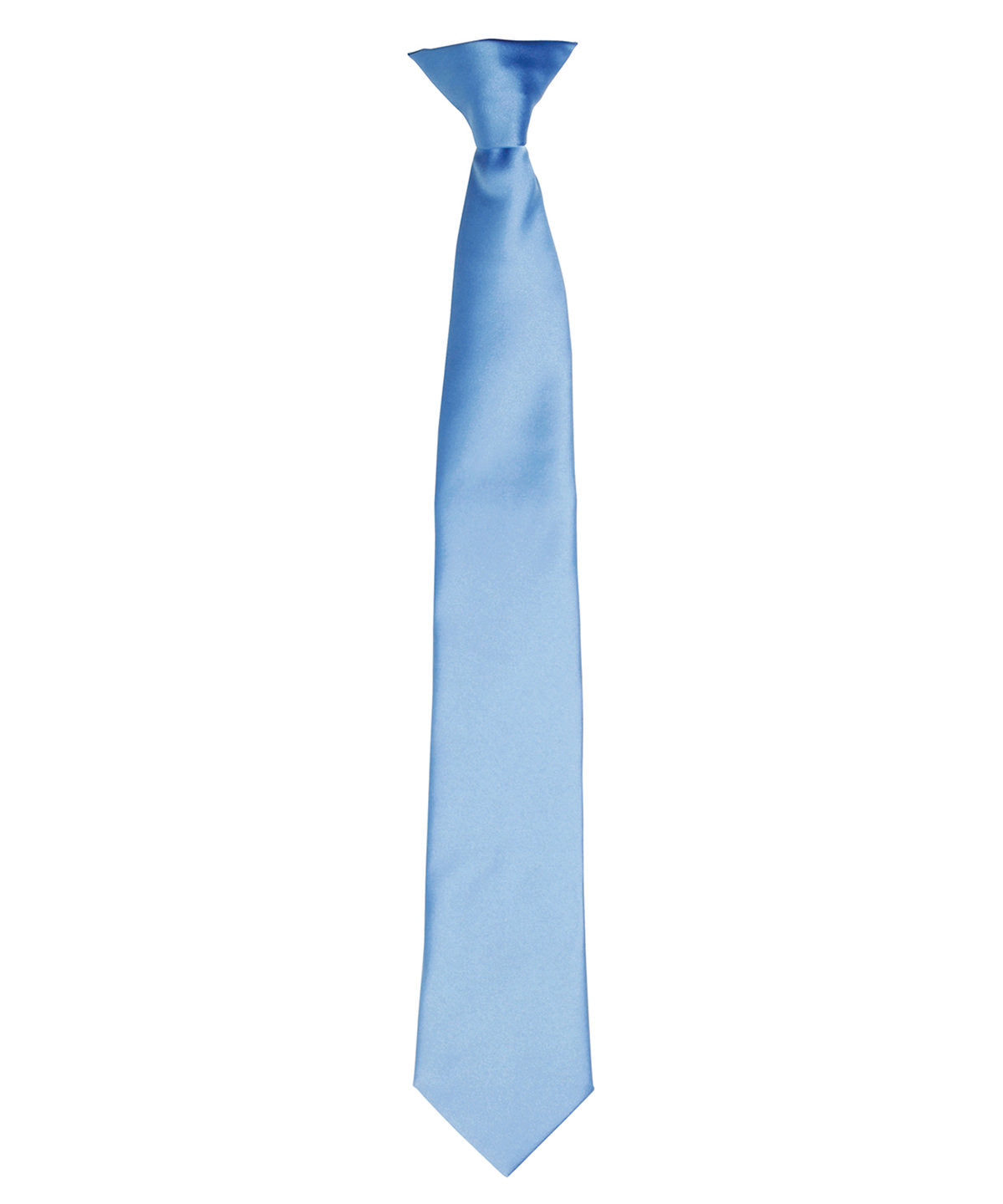 'Colours' satin clip tie - Mid Blue