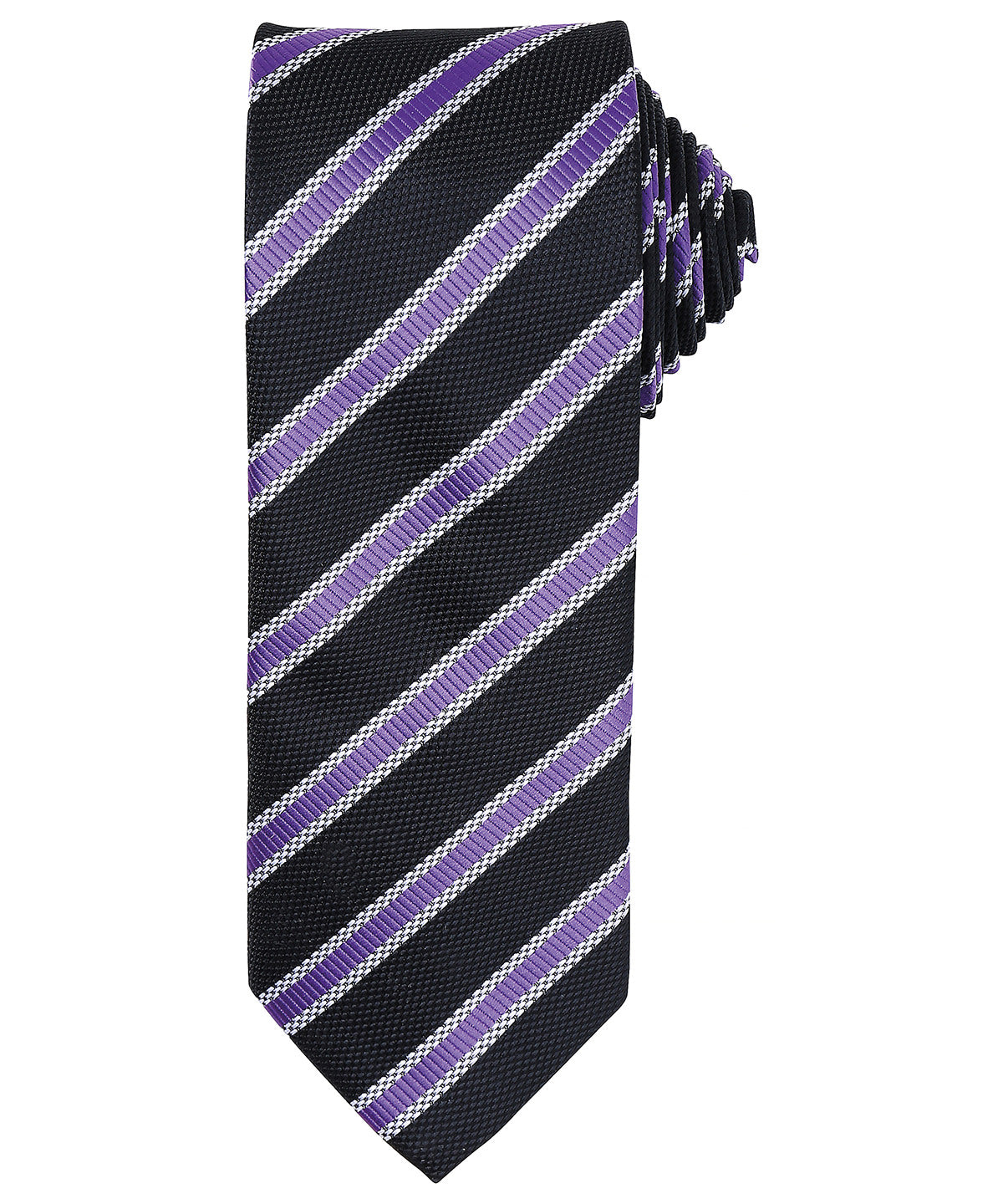 Waffle stripe tie - Black/Rich Violet