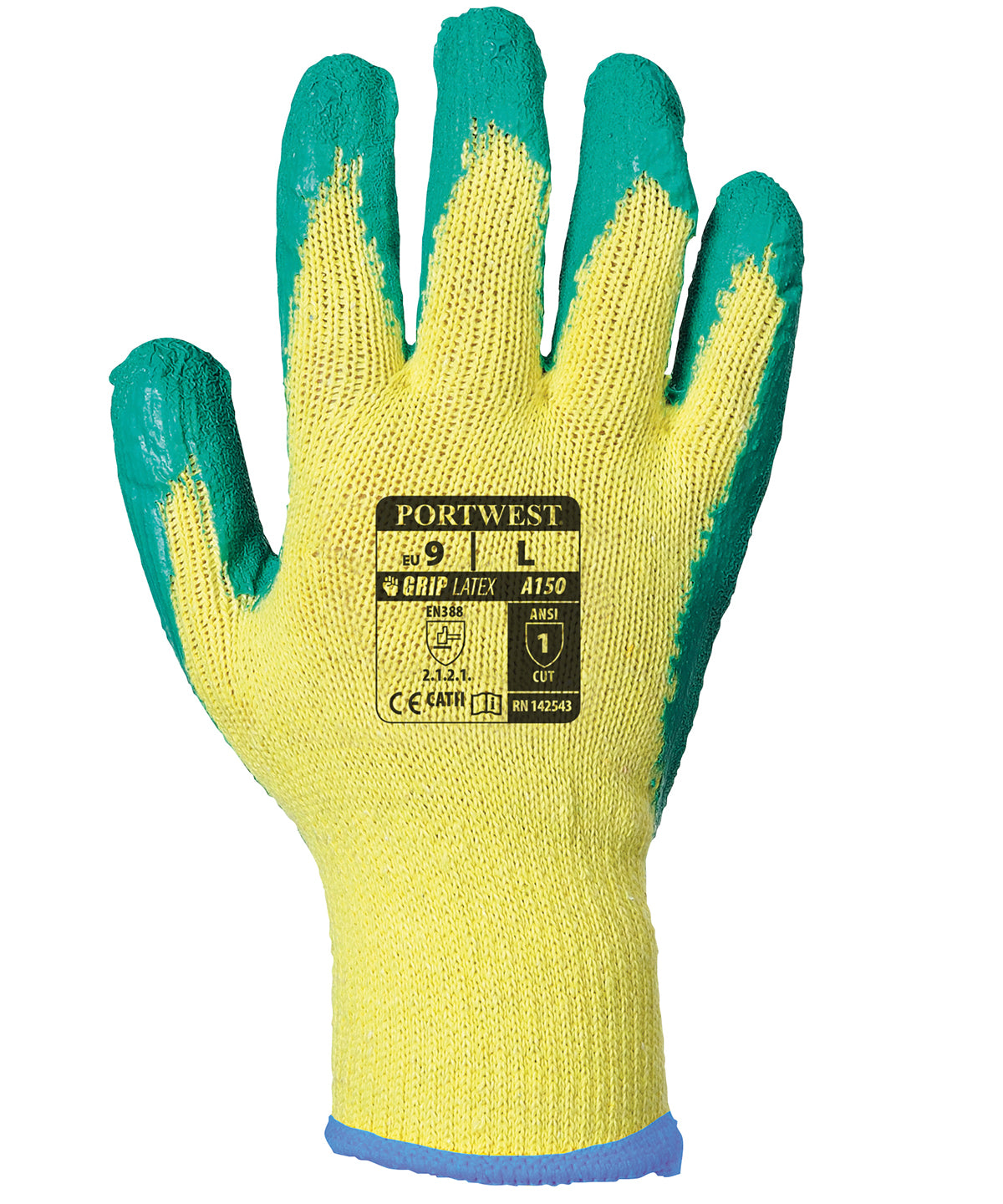 Classic grip glove - latex (A150) - Yellow/Green