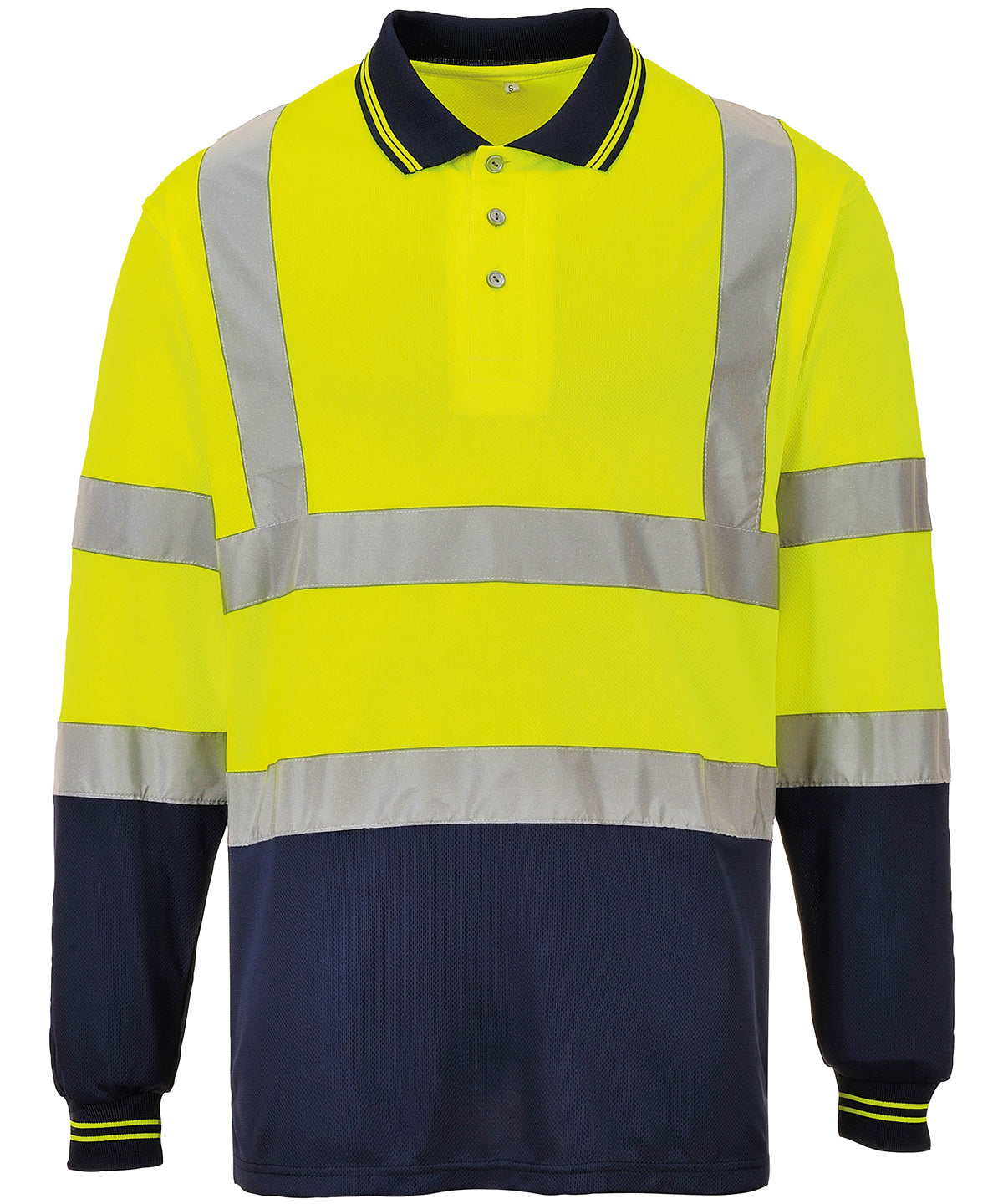 Two-tone long sleeve polo (S279) - Yellow/Navy
