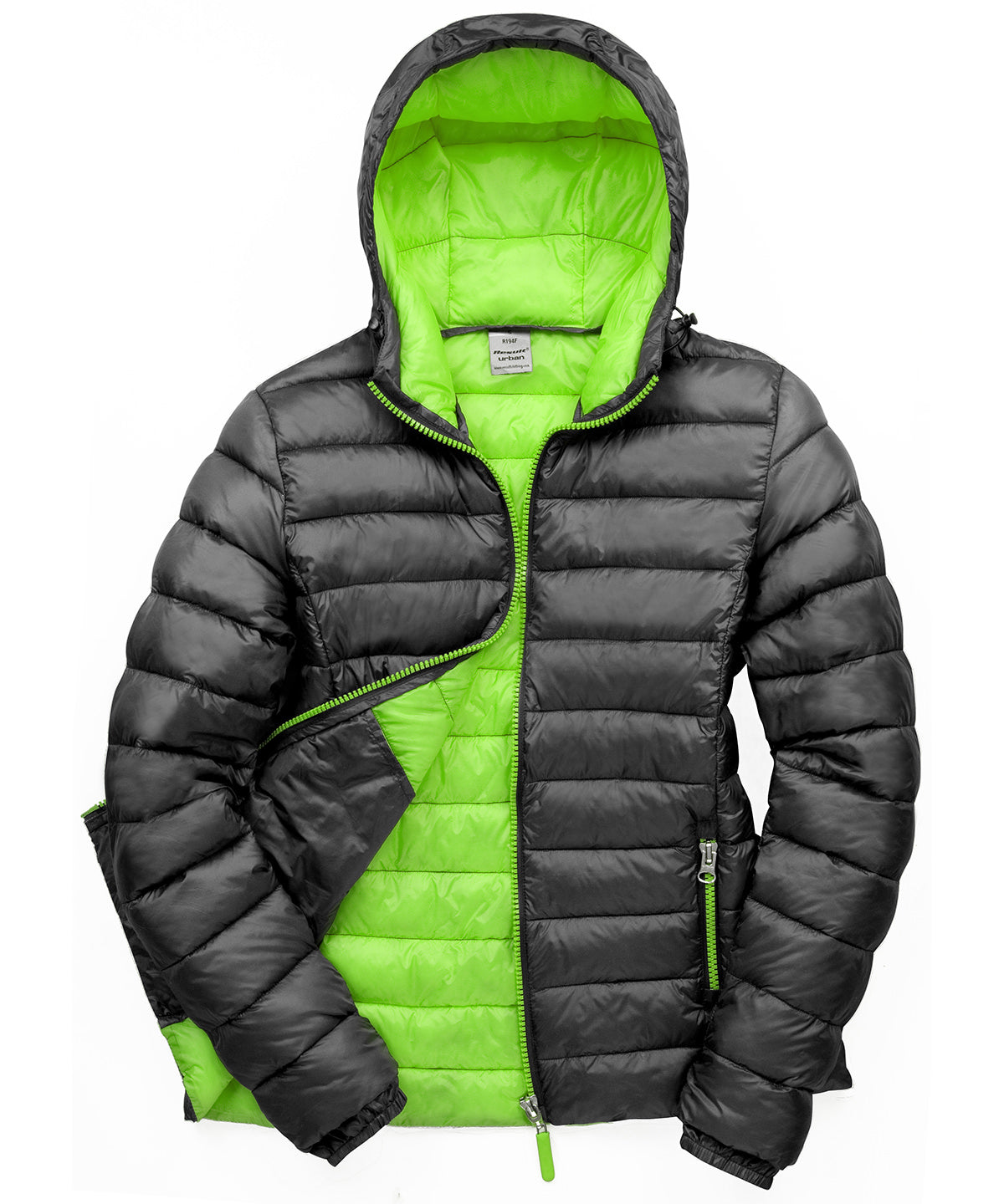 Women's Urban snow bird hooded jacket - Black/Lime