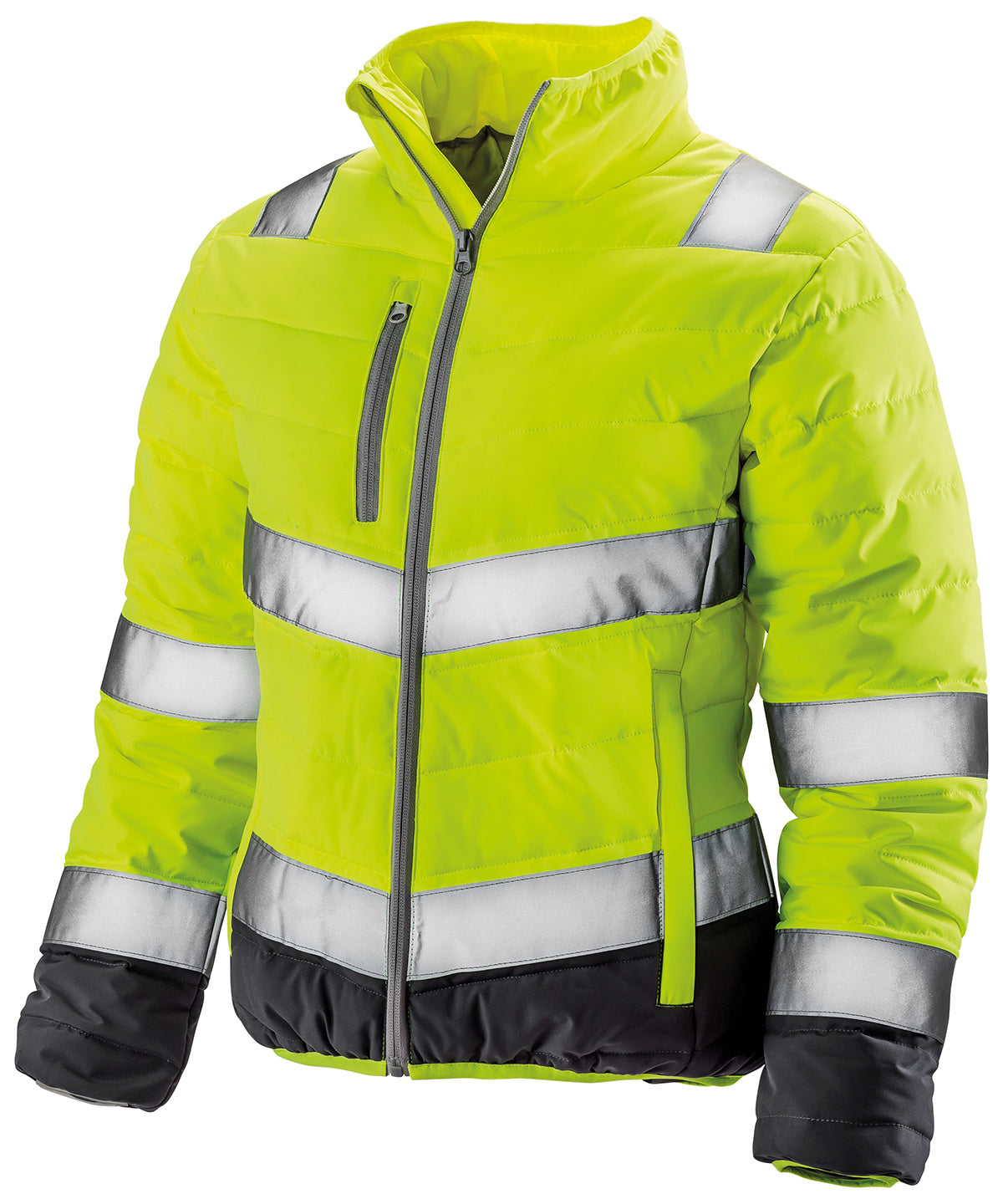 Women's soft padded safety jacket - Fluorescent Yellow/Grey