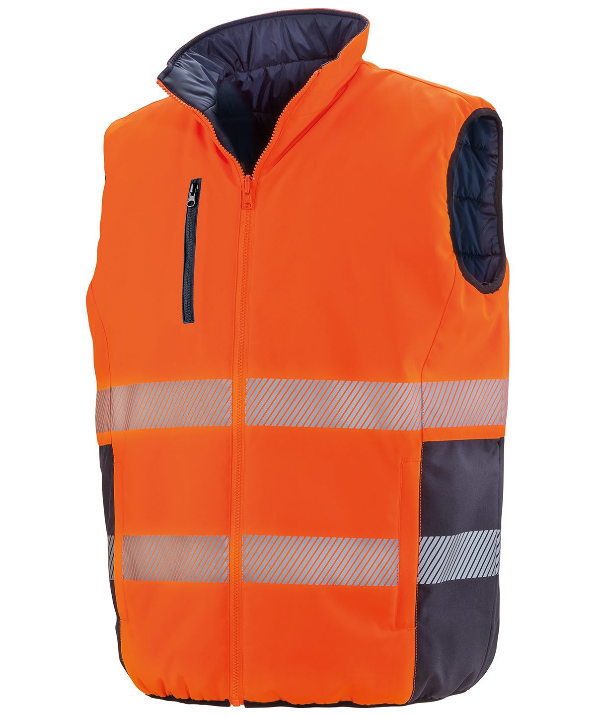 Reversible soft padded gilet - Fluorescent Orange/Navy
