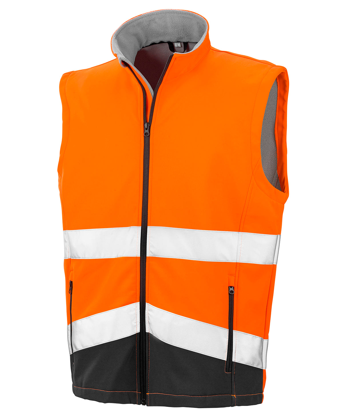Printable safety softshell gilet - Fluorescent Orange/Black