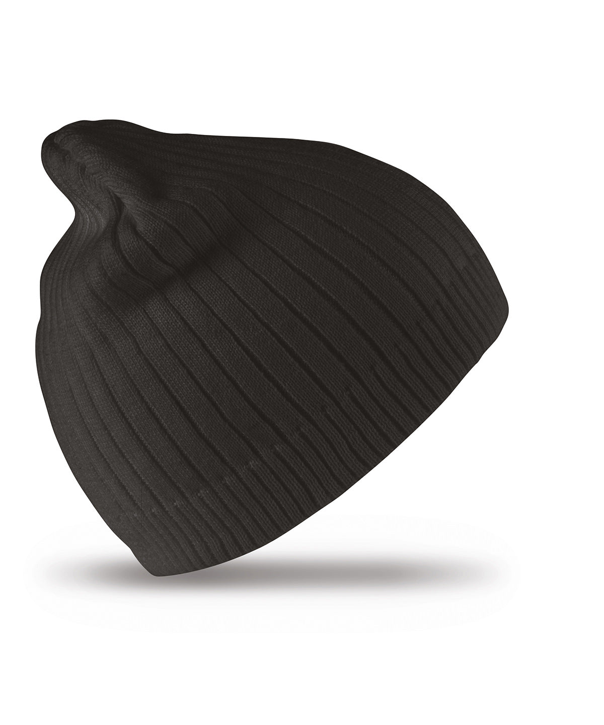 Cotton knitted beanie hat - Black