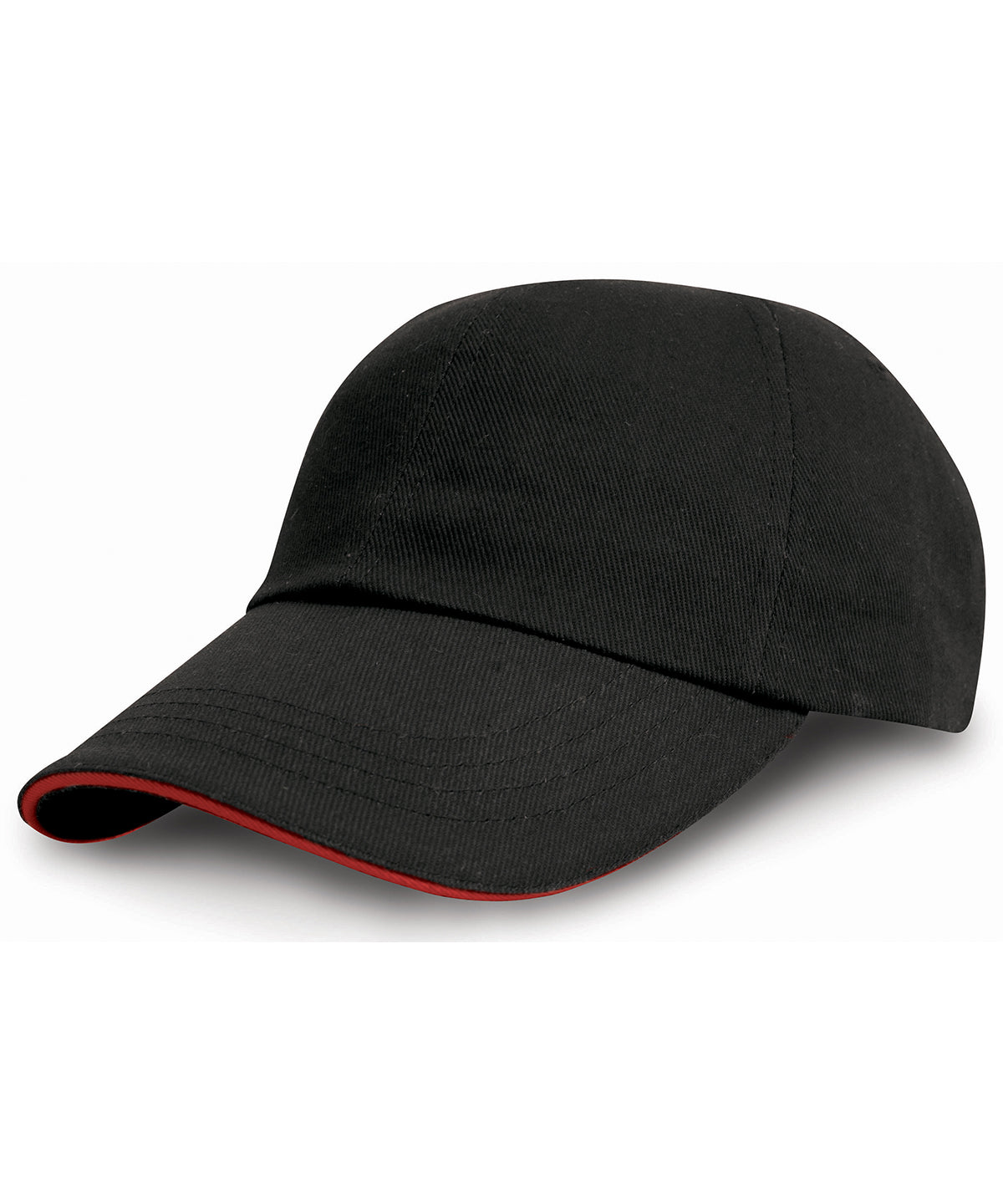Heavy cotton drill pro-style with sandwich peak - Black/Red