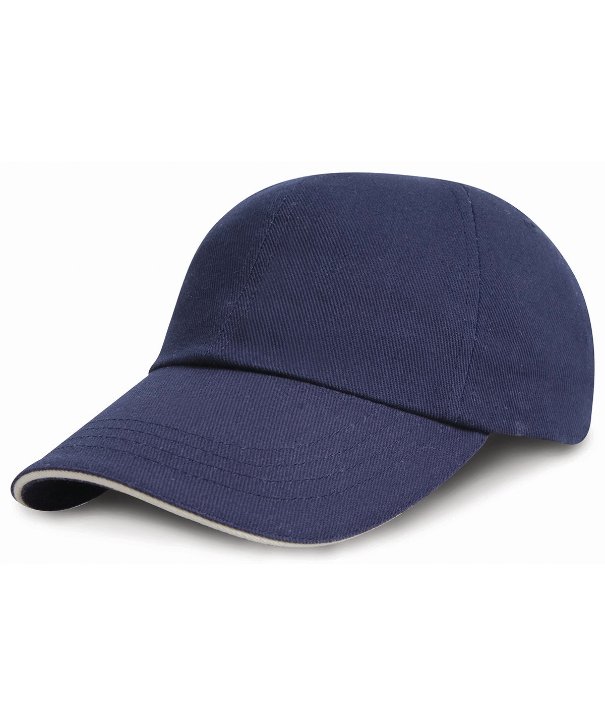Low-profile heavy brushed cotton cap with sandwich peak - Navy/White