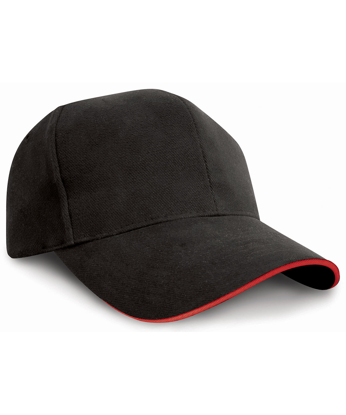 Pro-style heavy cotton cap with sandwich peak - Black/Red