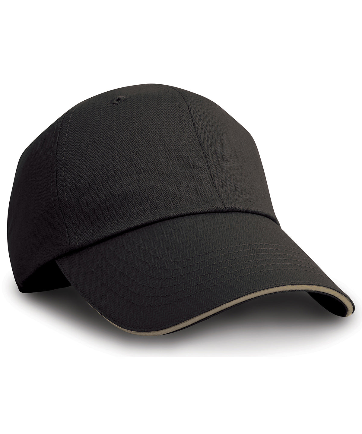 Herringbone cap with sandwich peak - Black/Tan