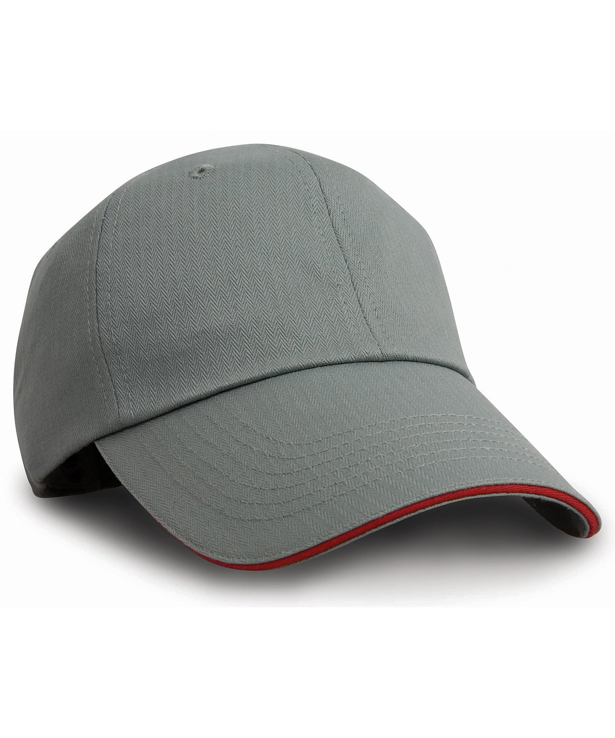 Herringbone cap with sandwich peak - Grey/Red