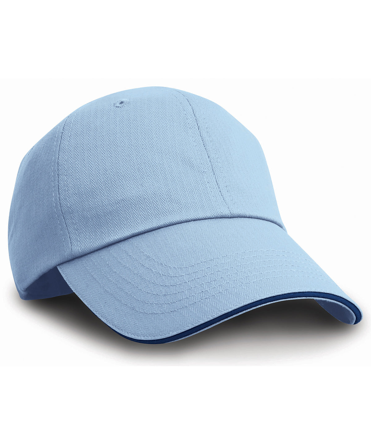 Herringbone cap with sandwich peak - Sky/Navy
