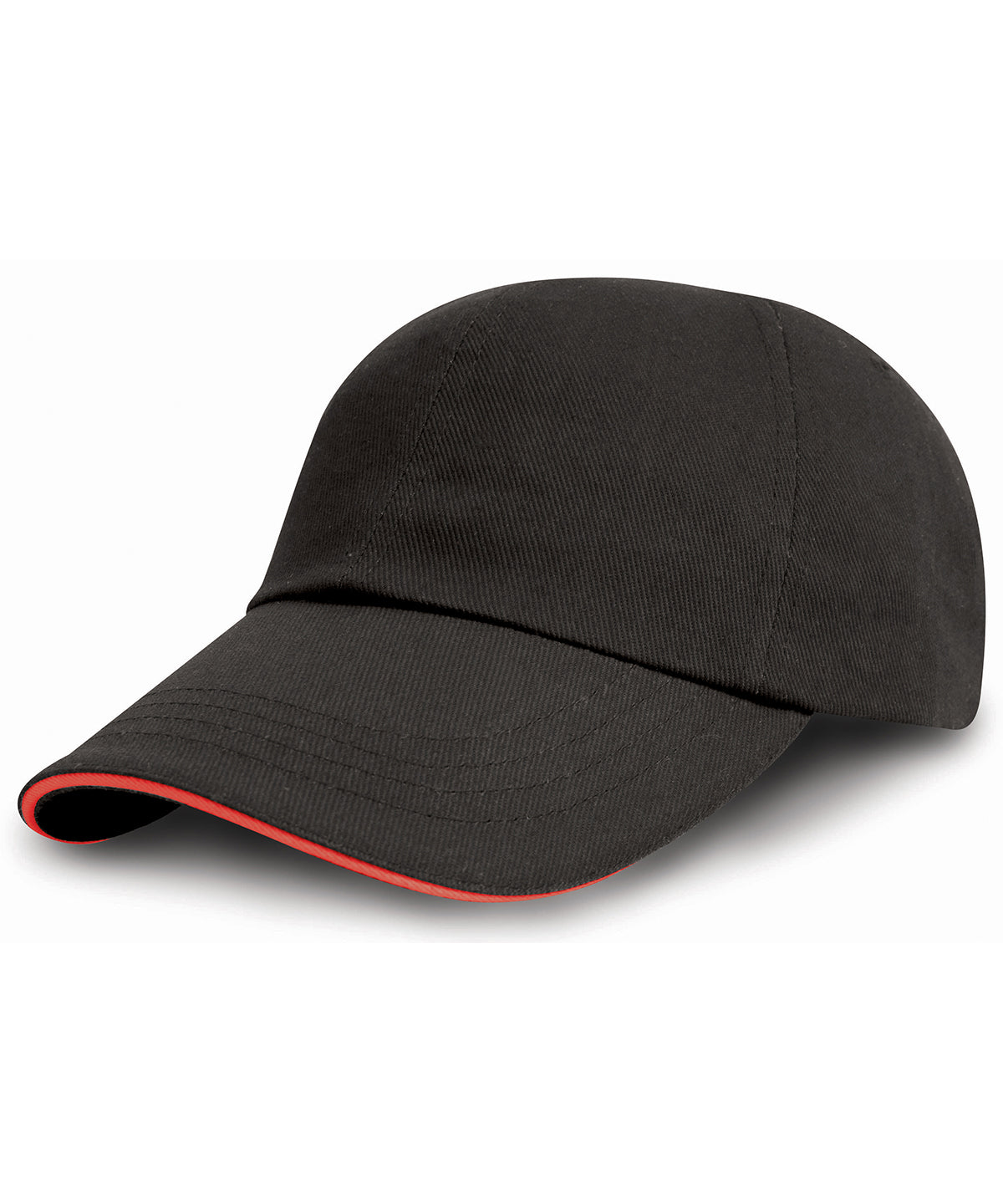 Brushed coton printers/embroiderers cap with sandwich peak - Black/Red