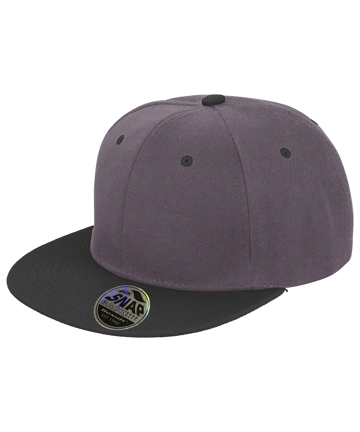 Bronx original flat peak snapback dual colour cap - Heather Grey/Black