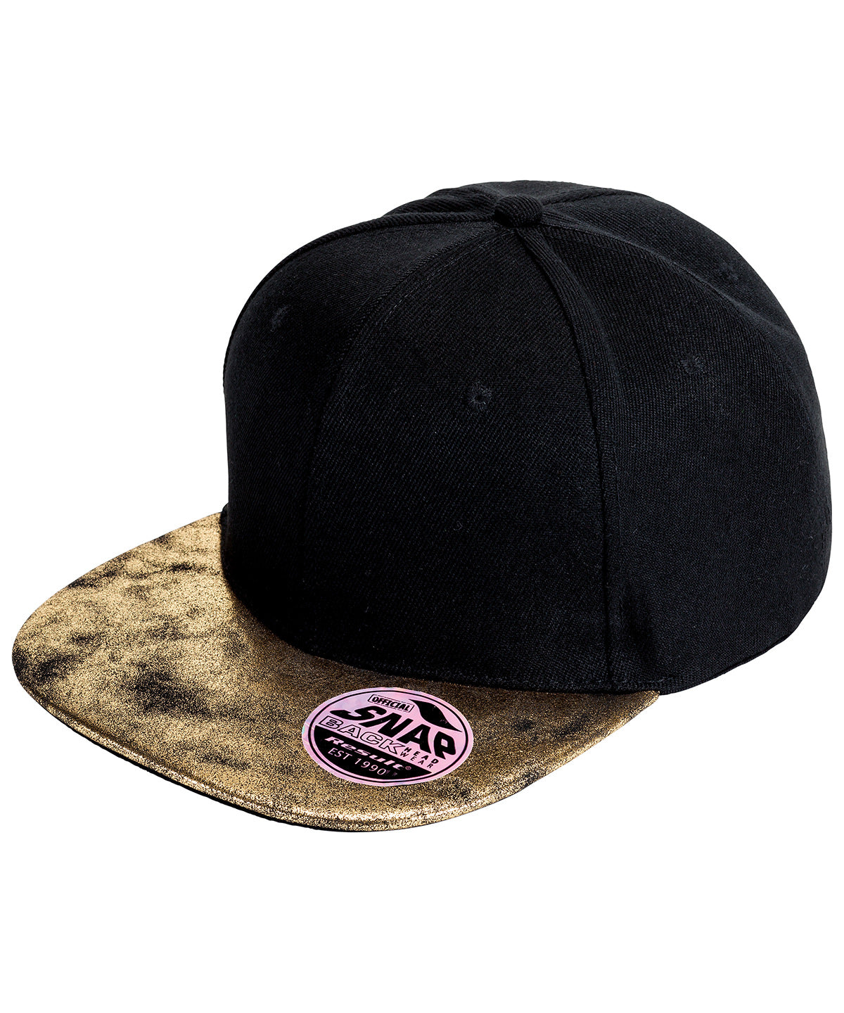 Bronx glitter flat peak snapback cap - Black/Gold