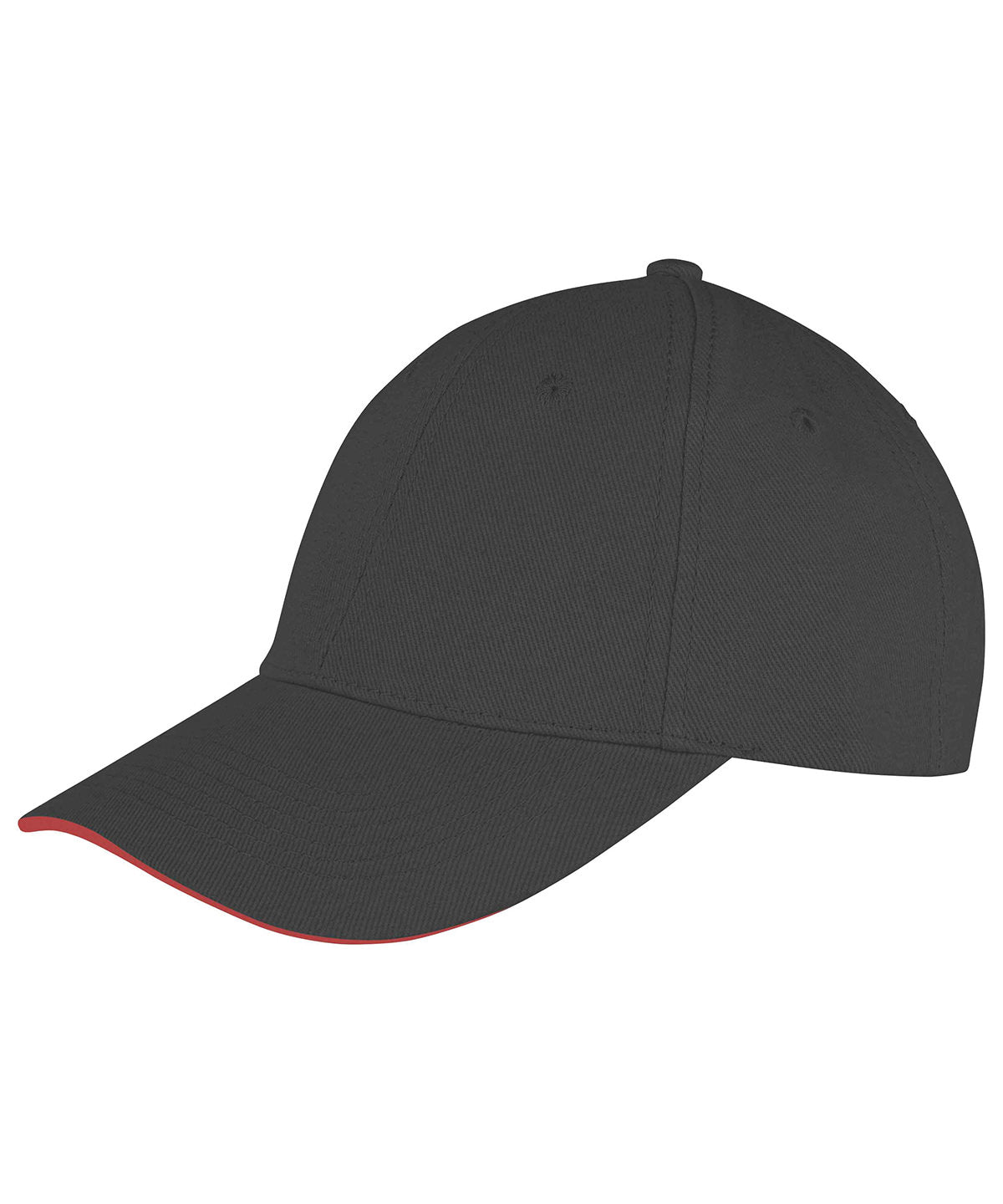 Memphis brushed cotton low-profile sandwich peak cap - Black/Red