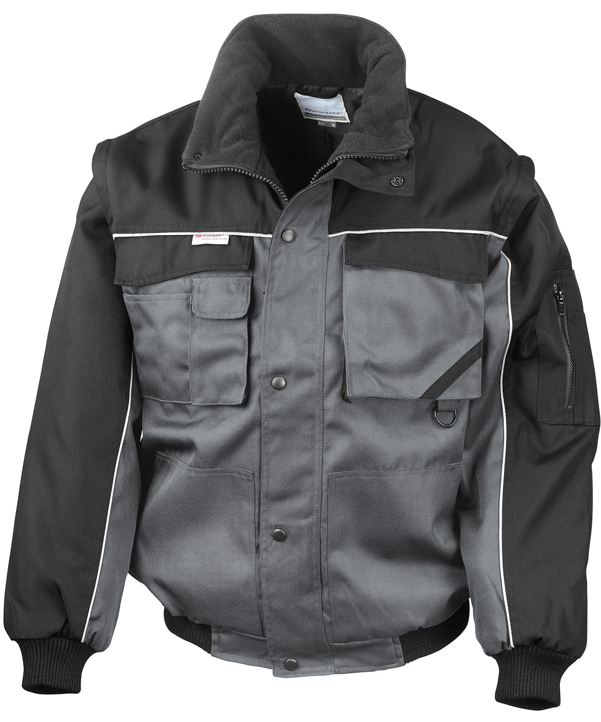 Work-Guard zip sleeve heavy-duty pilot jacket - Grey/Black