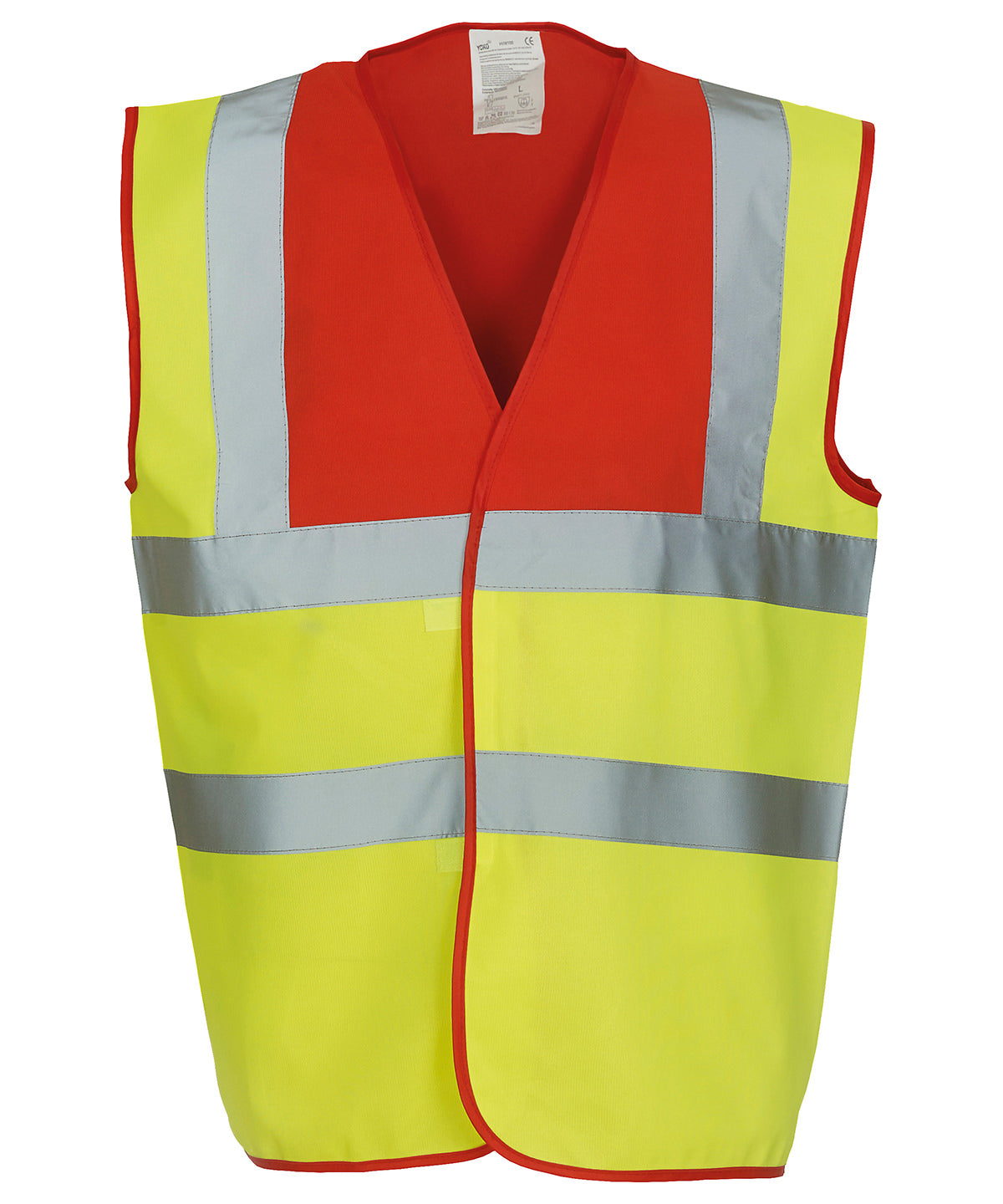 Hi-vis 2-band-and-braces waistcoat (HVW100) - Red Yoke/Yellow