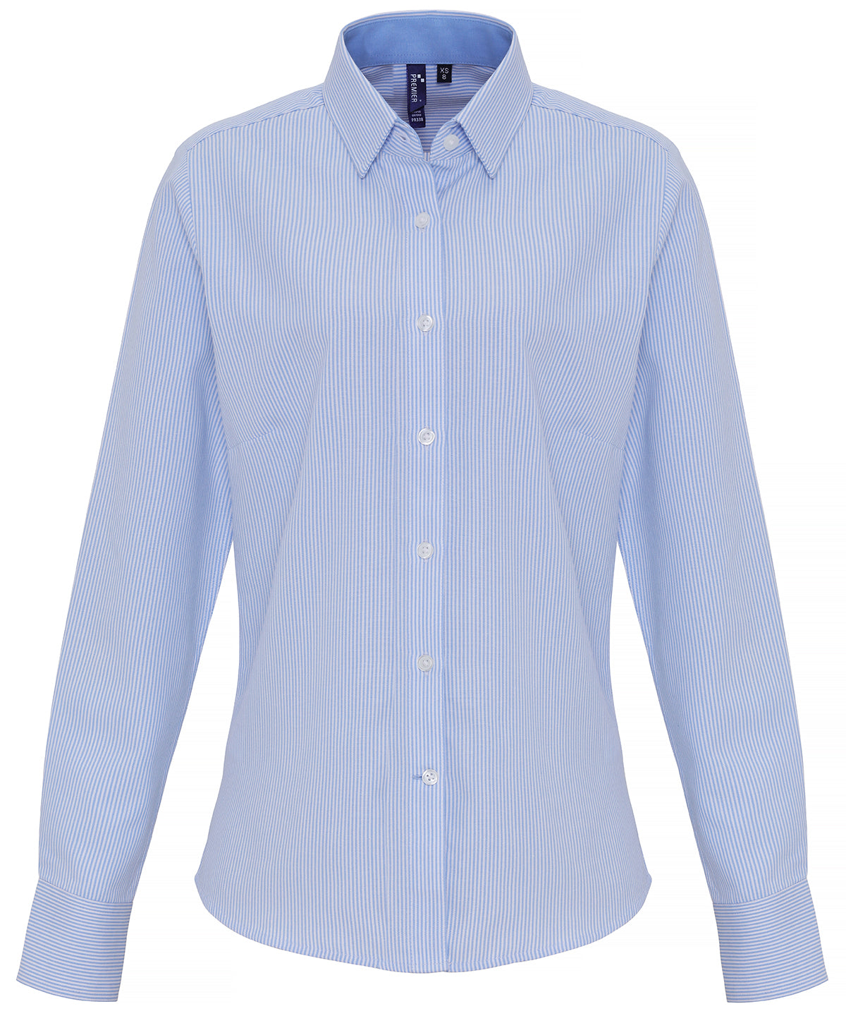 Women's cotton-rich Oxford stripes blouse - White/Light Blue