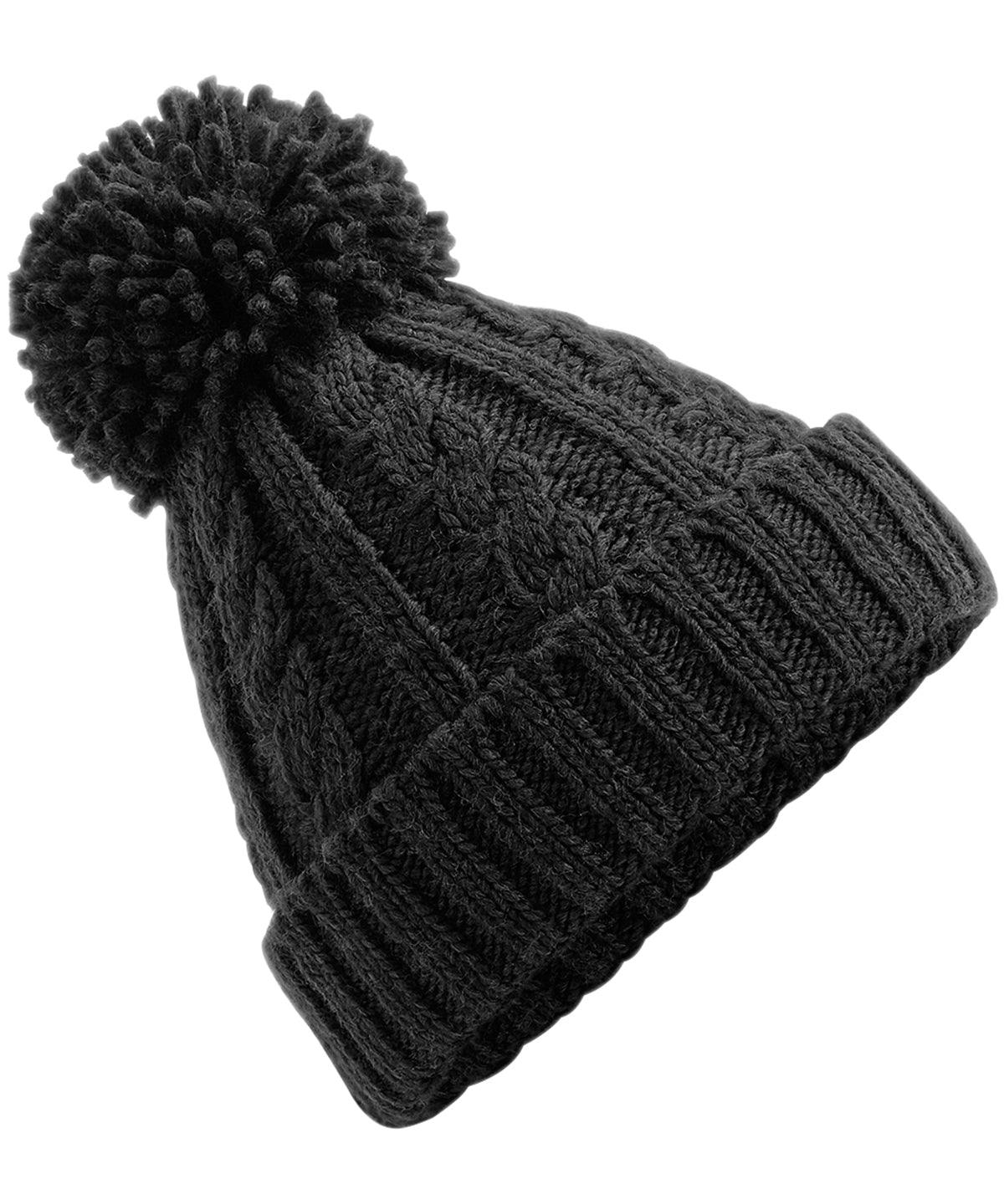 Cable knit melange beanie - Black