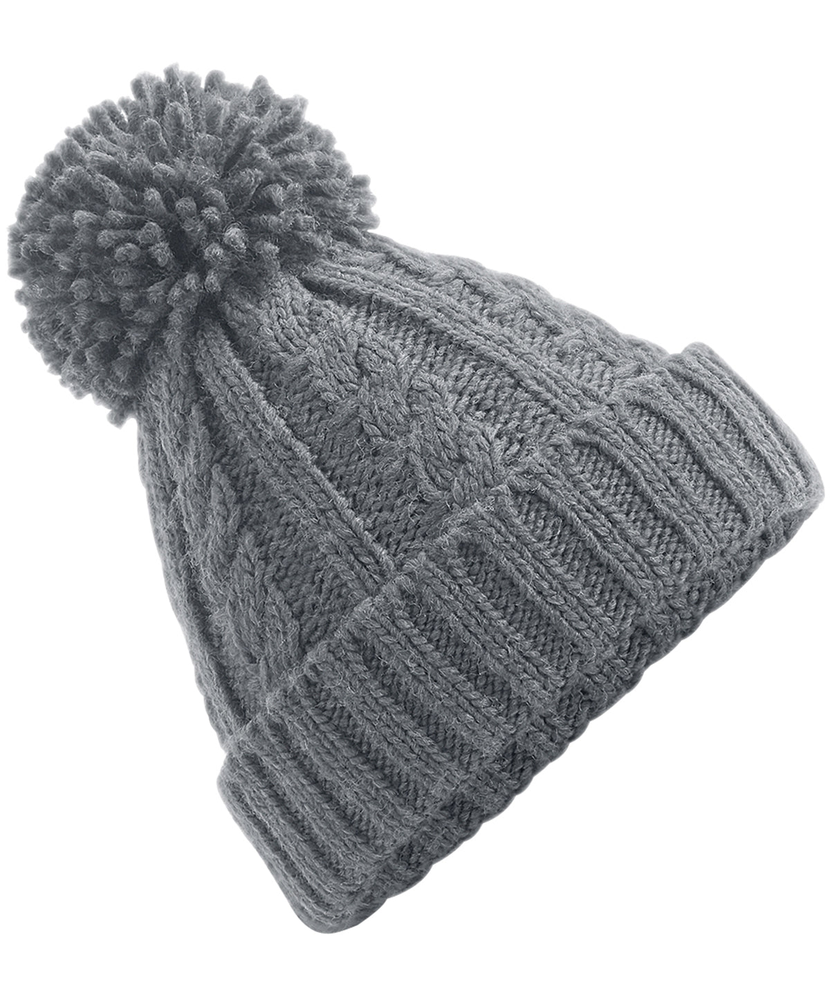 Cable knit melange beanie - Light Grey