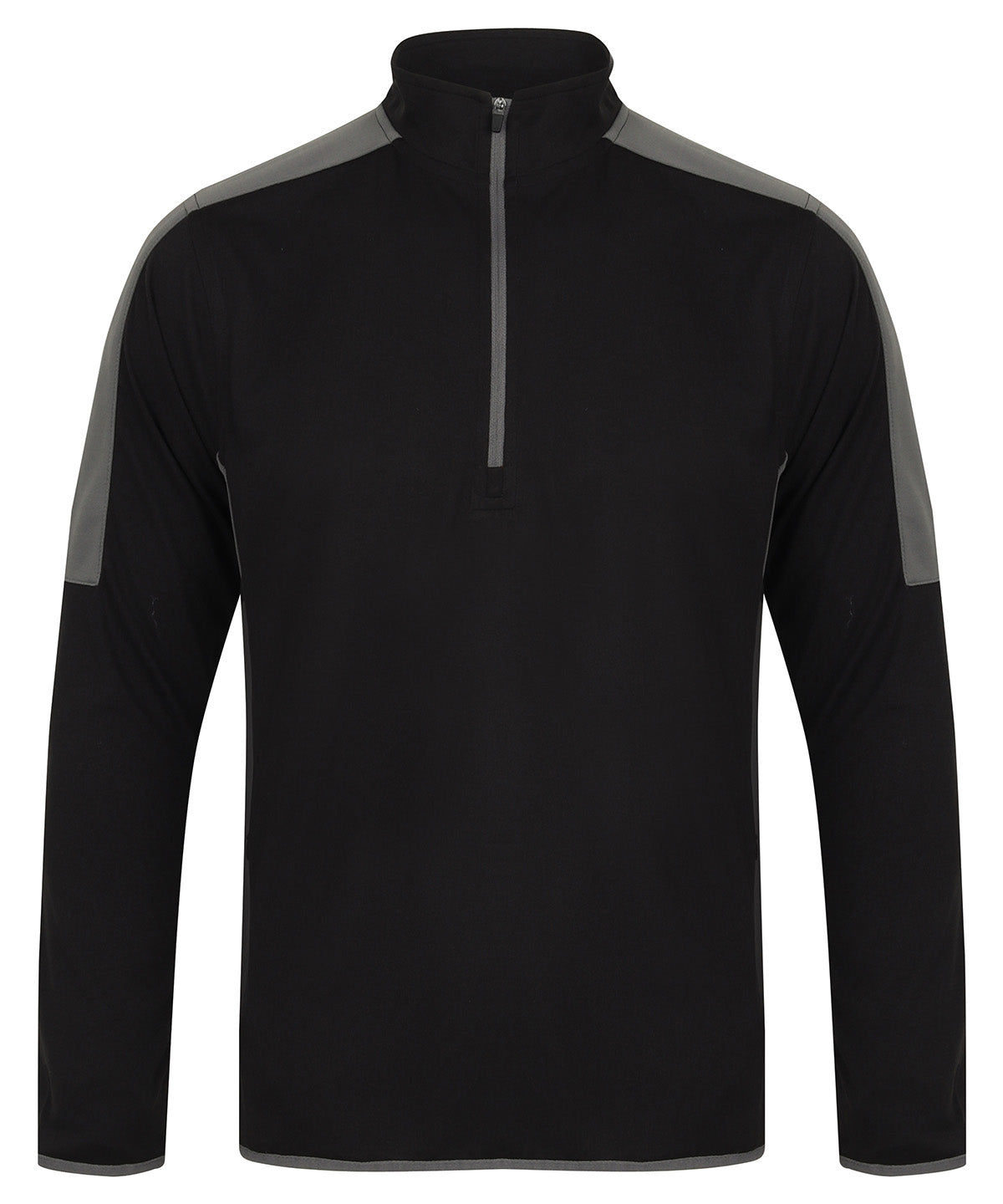 ¼ zip mid-layer with contrast panelling  - Black/Gunmetal Grey