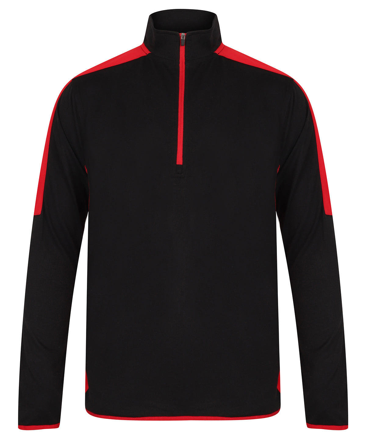 ¼ zip mid-layer with contrast panelling  - Black/Red