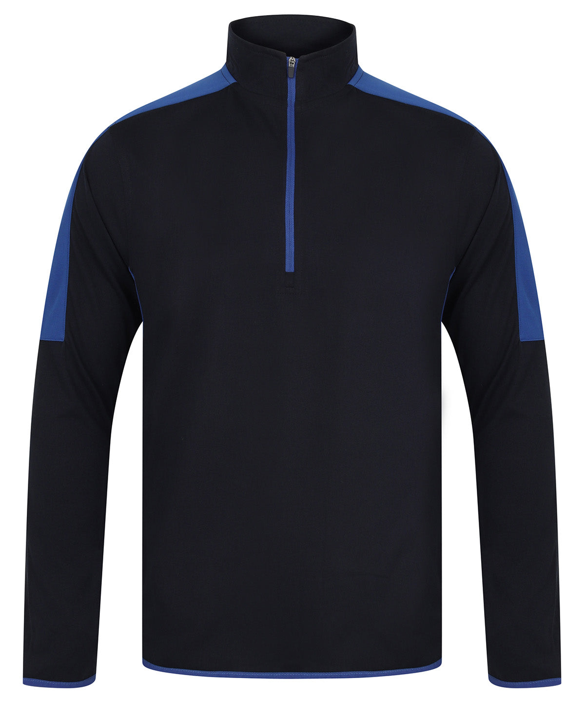 ¼ zip mid-layer with contrast panelling  - Navy/Royal