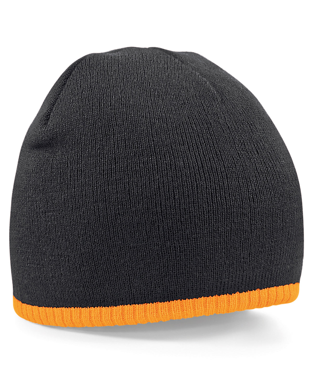 Two-tone pull-on beanie - Black/Fluorescent Orange