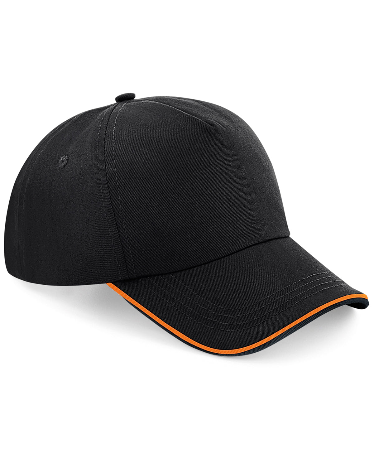 Authentic 5-panel cap - piped peak - Black/Orange