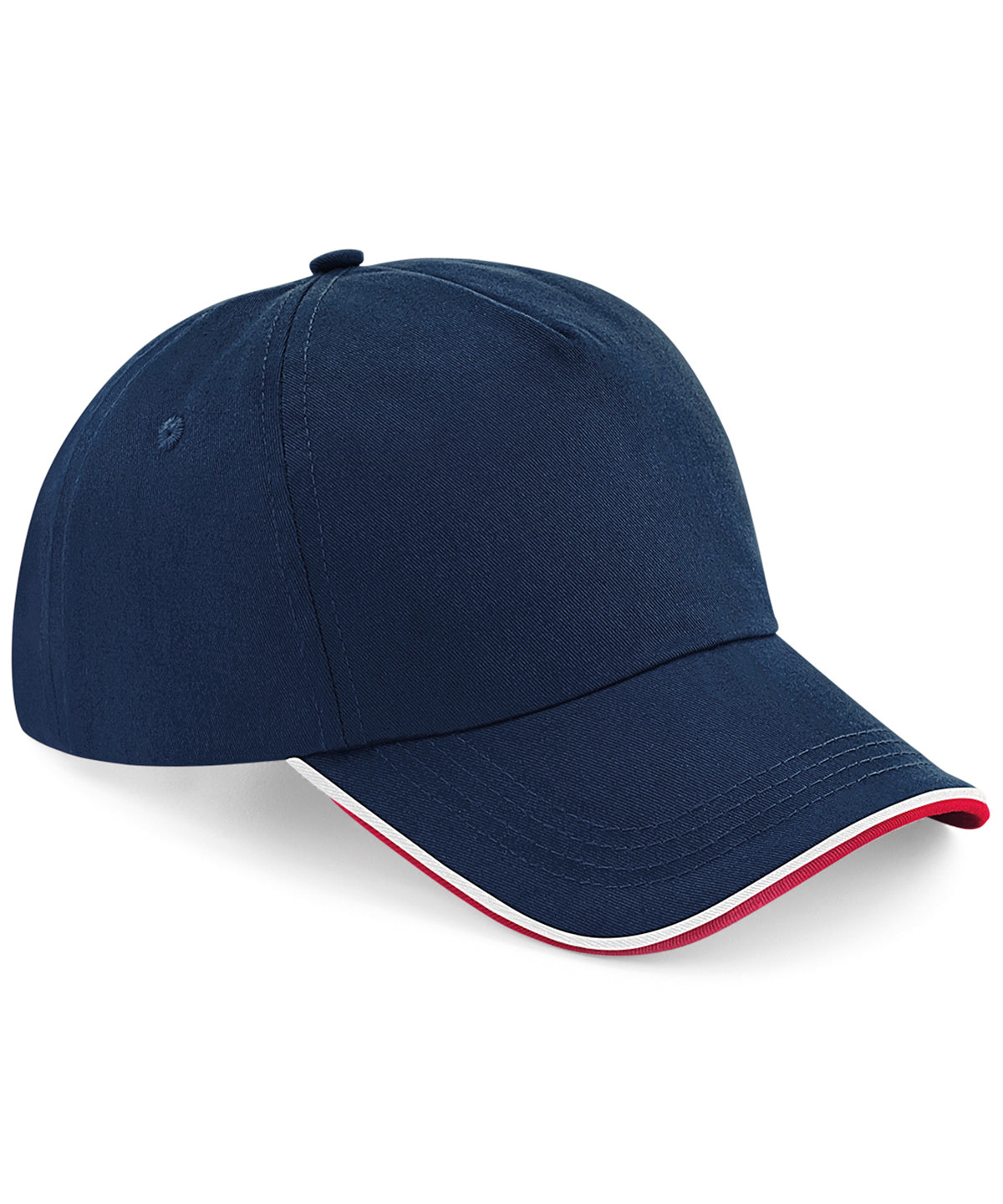 Authentic 5-panel cap - piped peak - French Navy/Classic Red/White