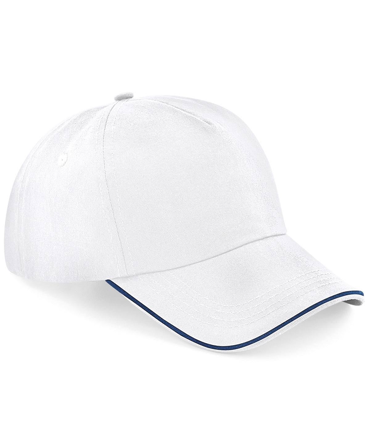 Authentic 5-panel cap - piped peak - White/French Navy