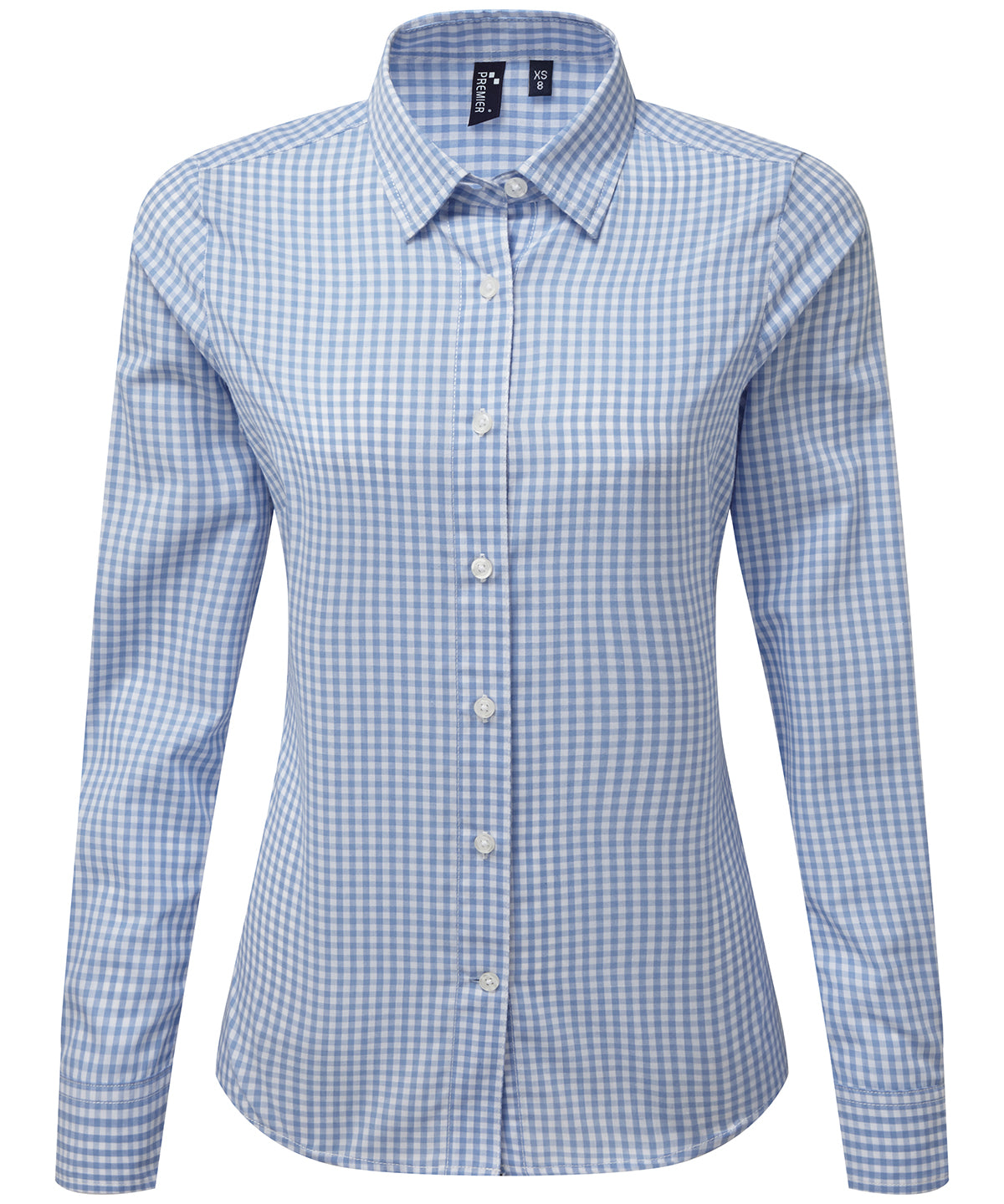 Women's Maxton check long sleeve shirt - Light Blue/White