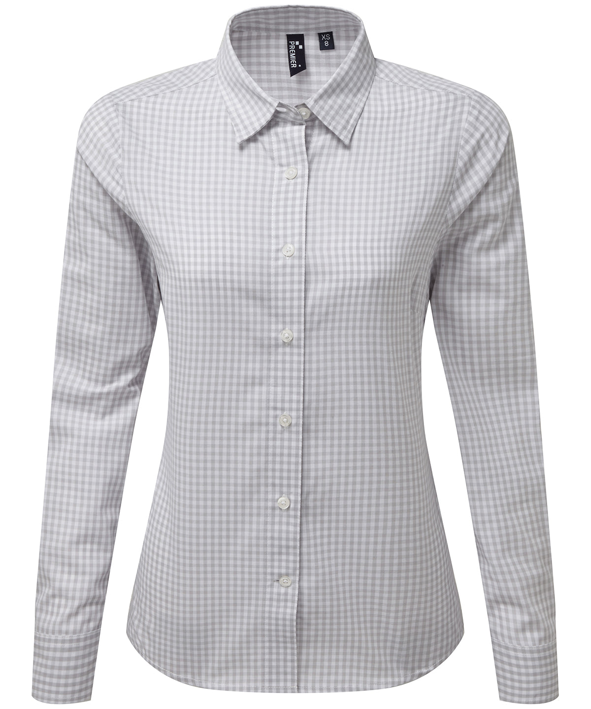 Women's Maxton check long sleeve shirt - Silver/White