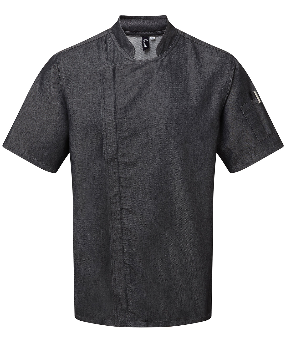 Chef's zip-close short sleeve jacket - Black Denim