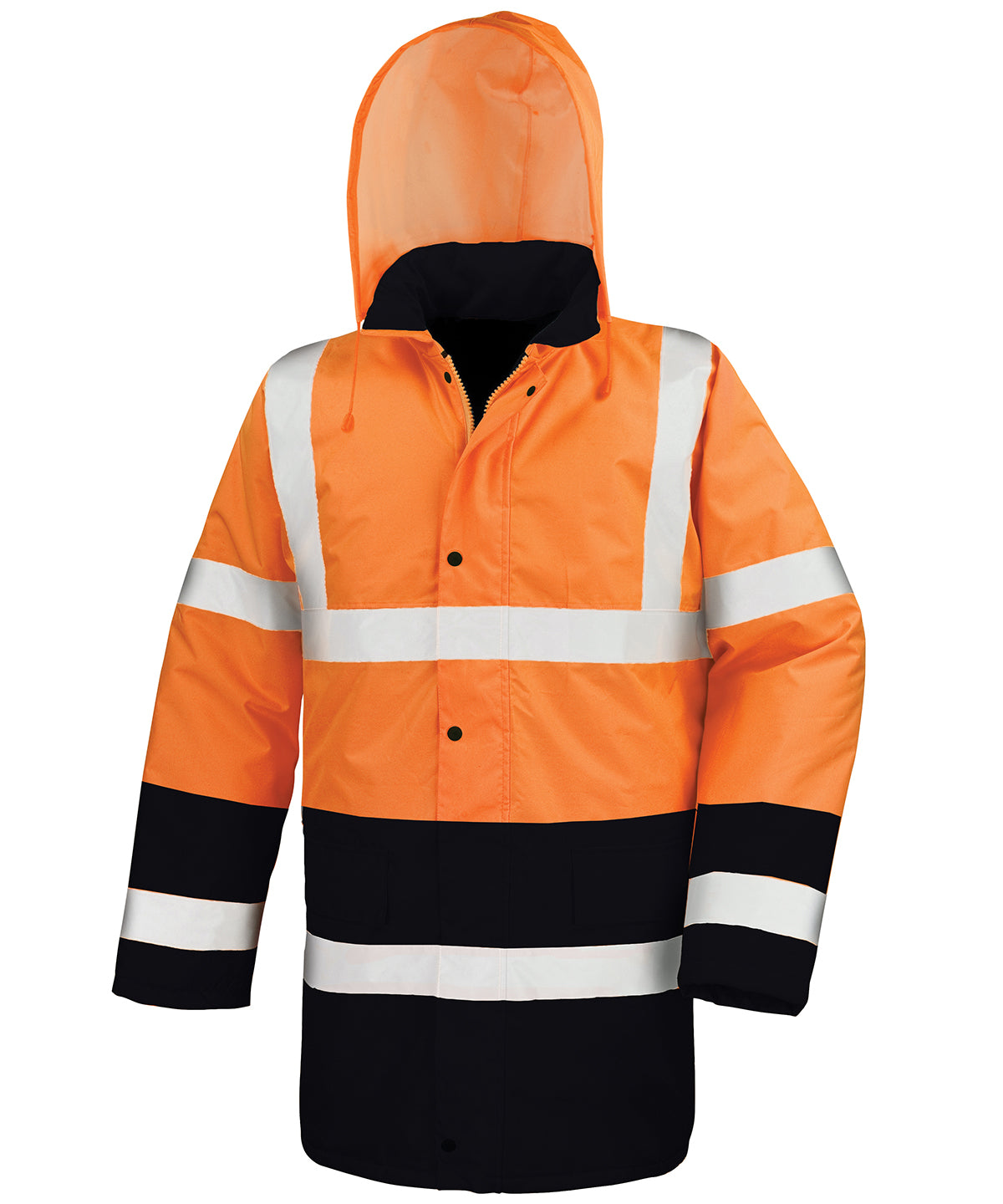 Motorway two-tone safety coat - Fluorescent Orange/Black