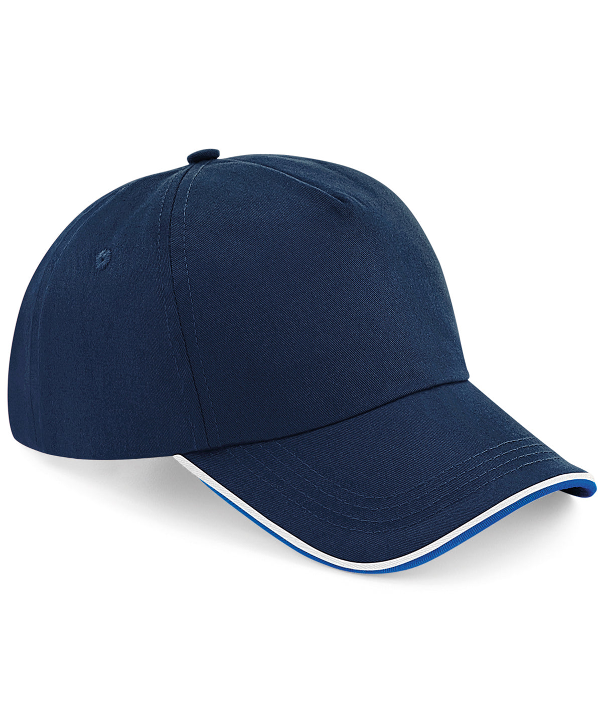 Authentic 5-panel cap - piped peak - French Navy/Bright Royal/Whte