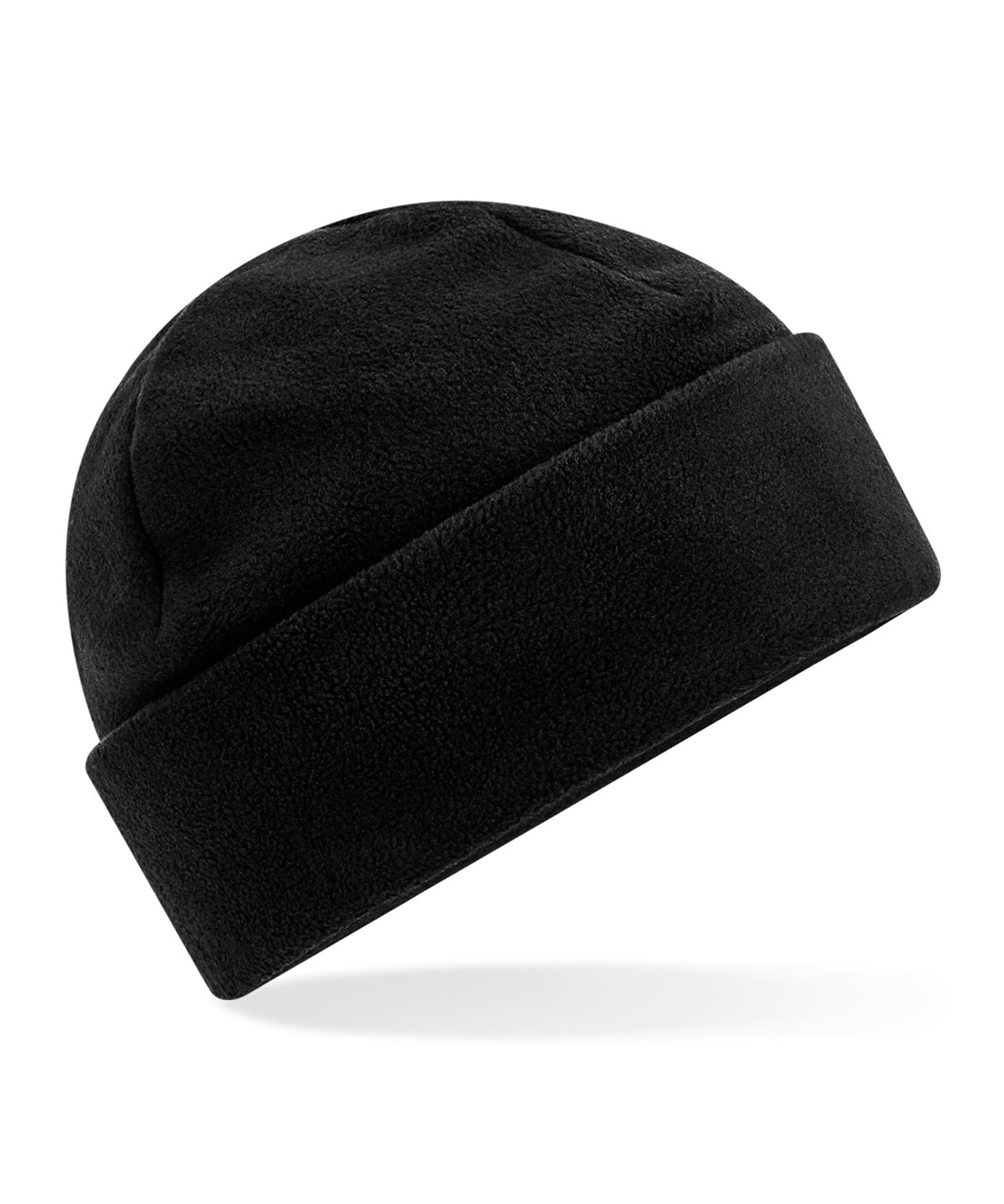 Recycled fleece cuffed beanie - Black