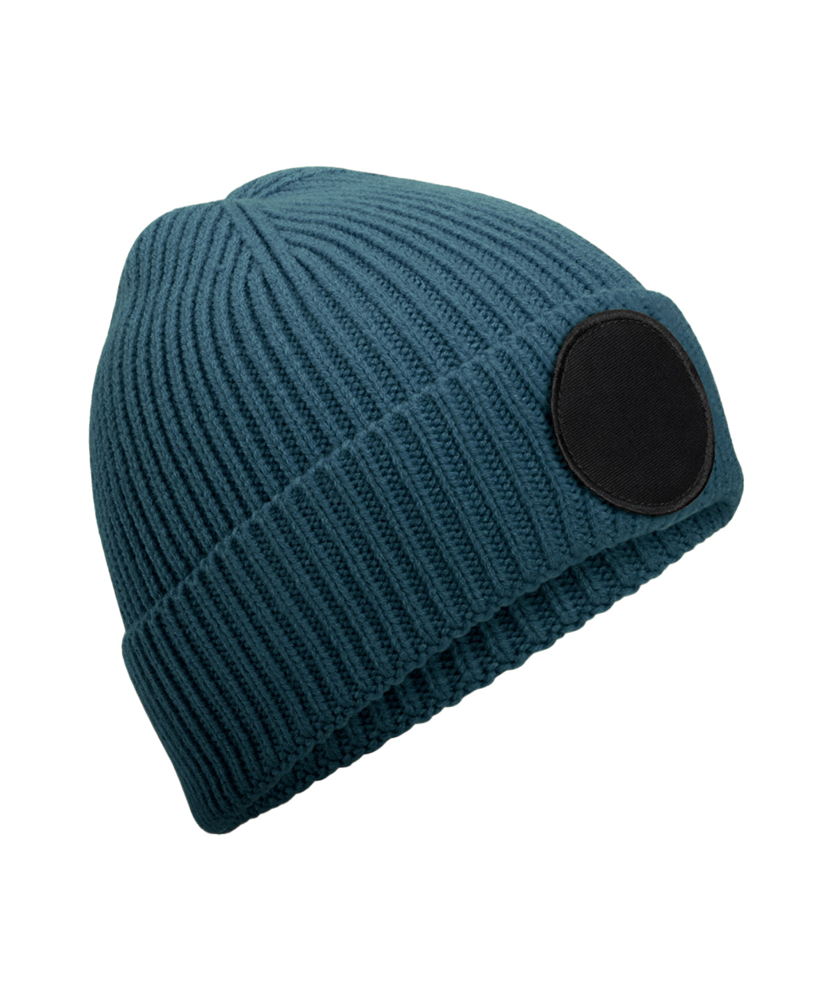 Circular fashion patch beanie - Airforce Blue/Black