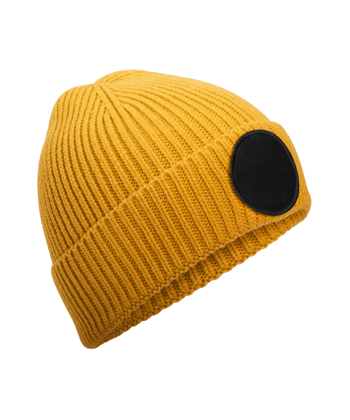 Circular fashion patch beanie - Mustard/Black