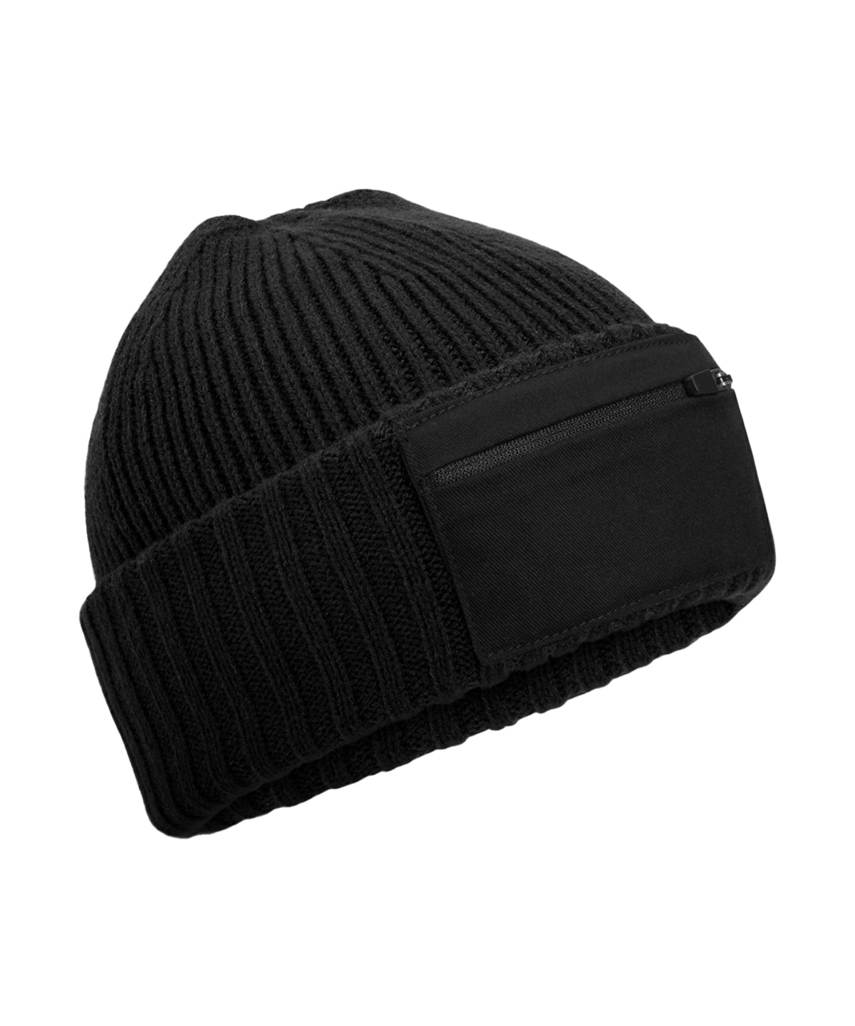 Zip patch beanie - Black