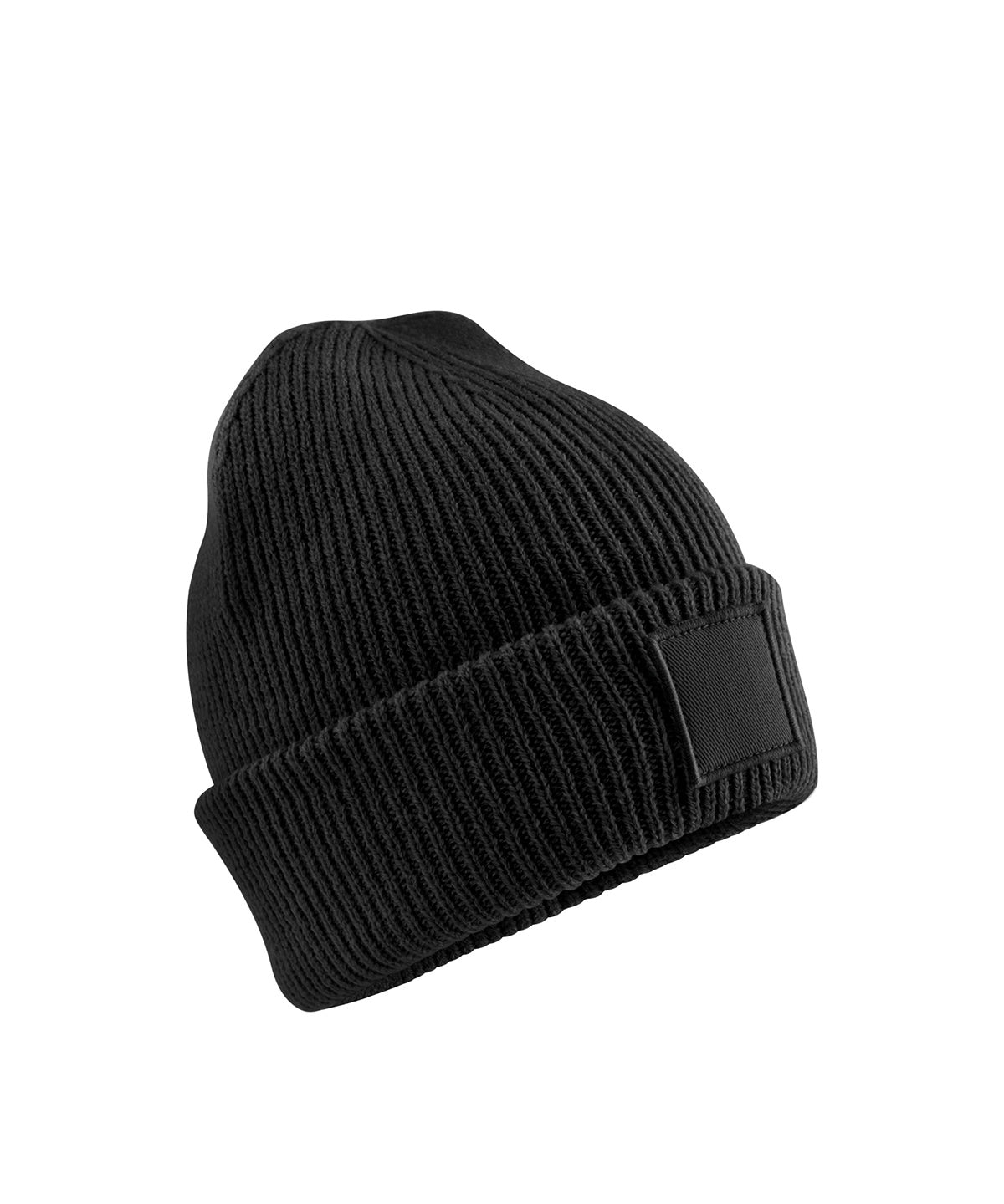 Kids deep cuffed tonal patch beanie - Black
