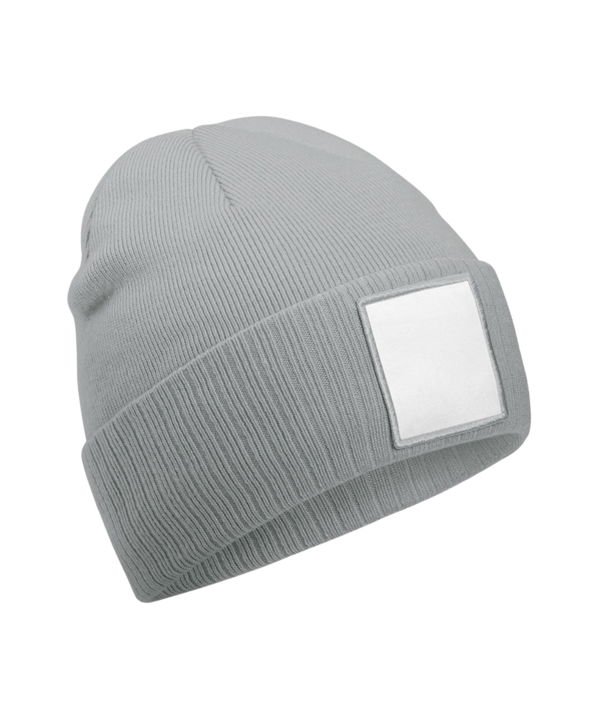 Appliqué patch beanie - Ash/White