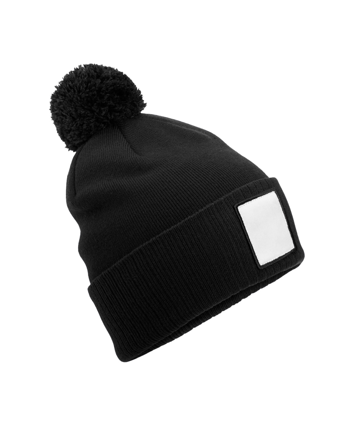 Appliqué patch pom beanie - Black/White