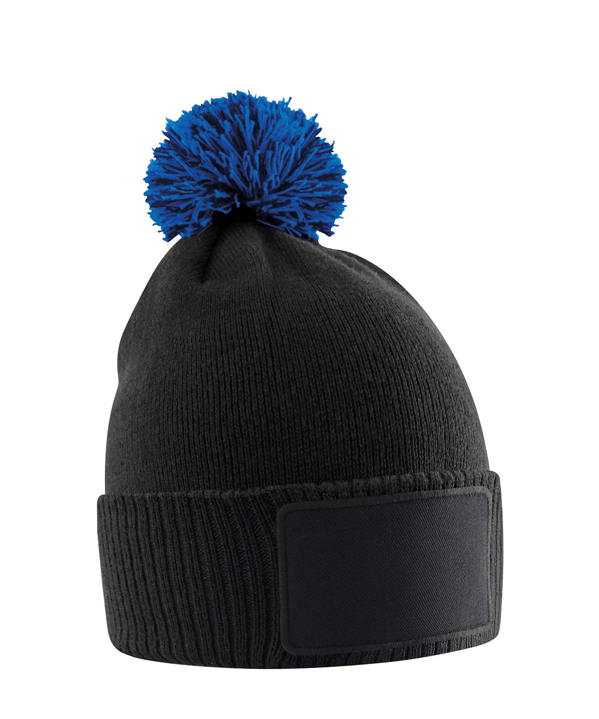 Kids snowstar patch beanie - Black/Bright Royal