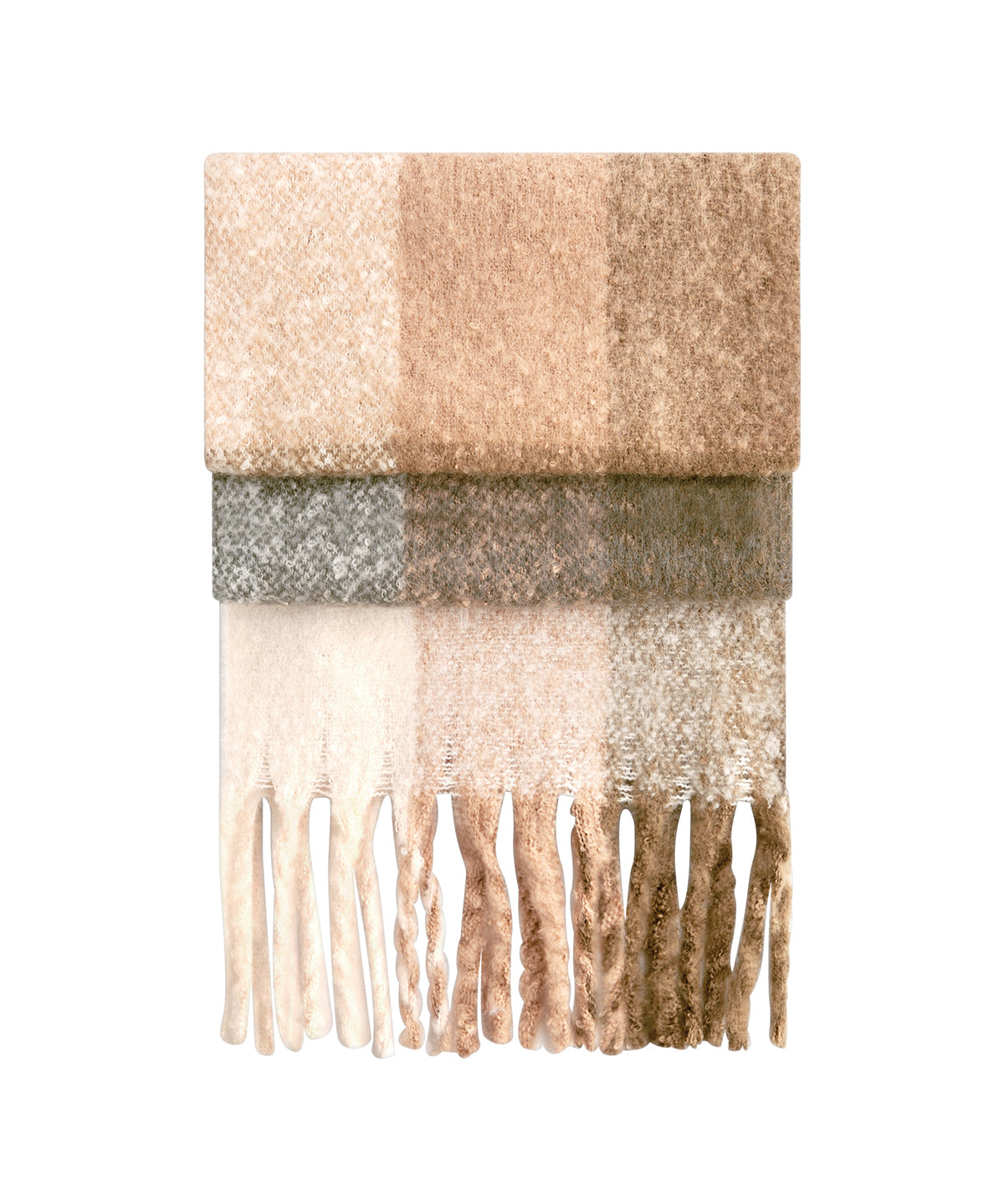Fluffy check scarf - Brown Check