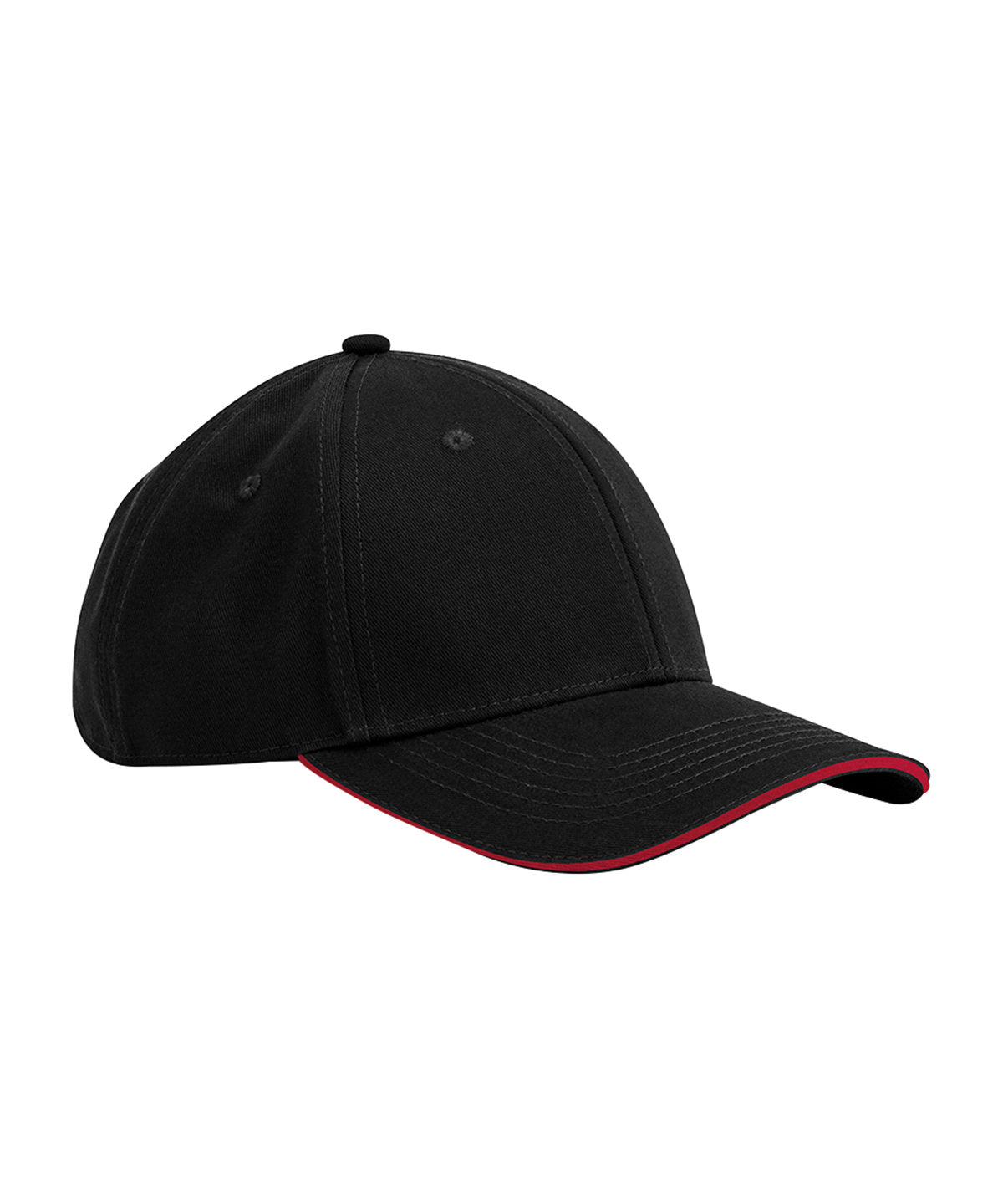 EarthAware® classic organic cotton 6-panel cap – sandwich peak - Black/Classic Red