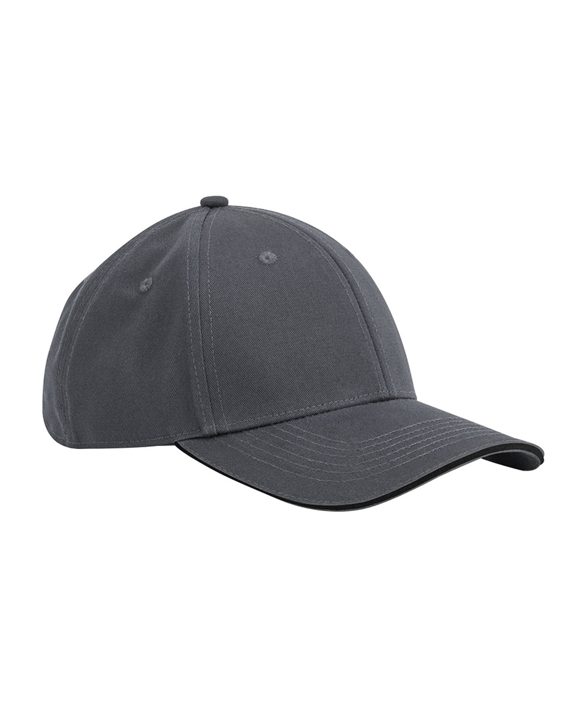EarthAware® classic organic cotton 6-panel cap – sandwich peak - Graphite Grey/Black