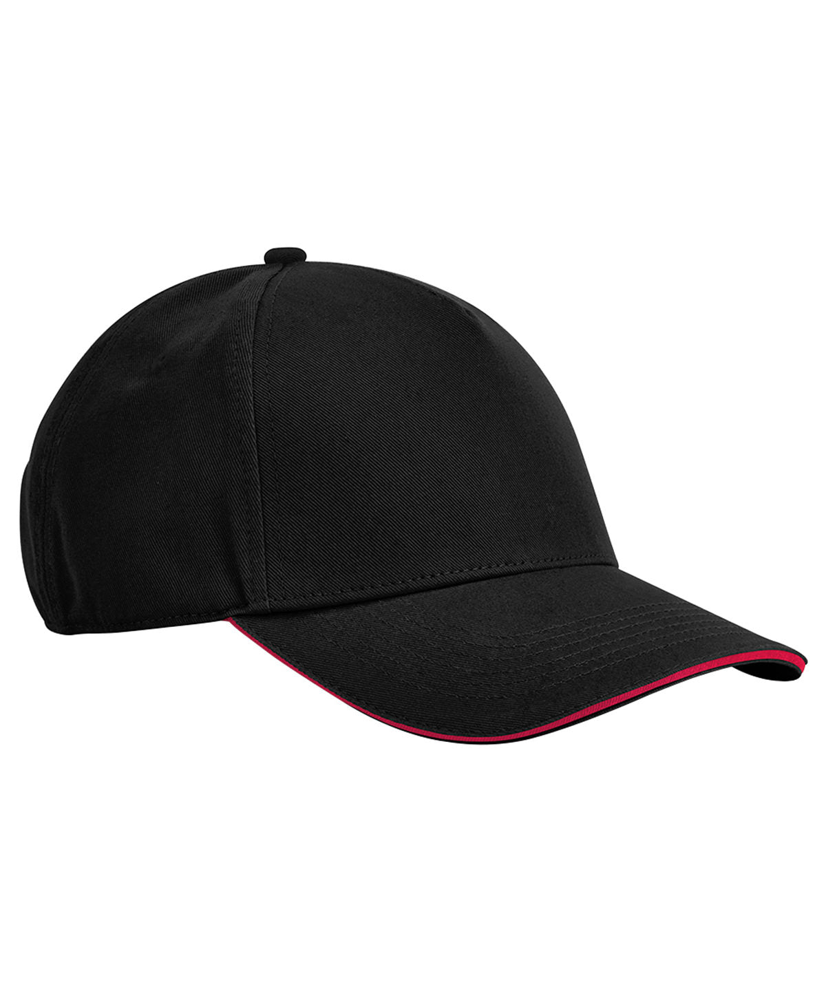 EarthAware® classic organic cotton 5-panel cap – sandwich peak - Black/Classic Red