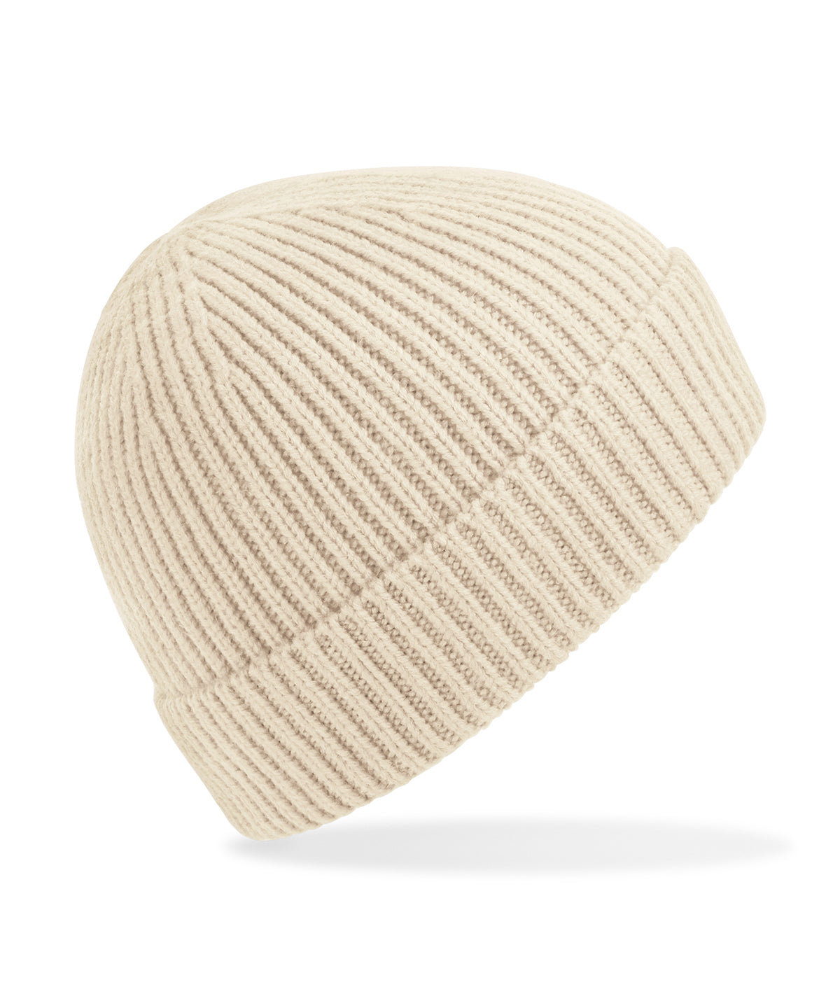 Engineered knit ribbed beanie - Oatmeal