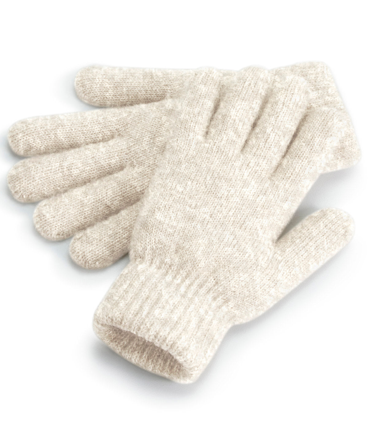 Cosy ribbed-cuff gloves - Almond Marl